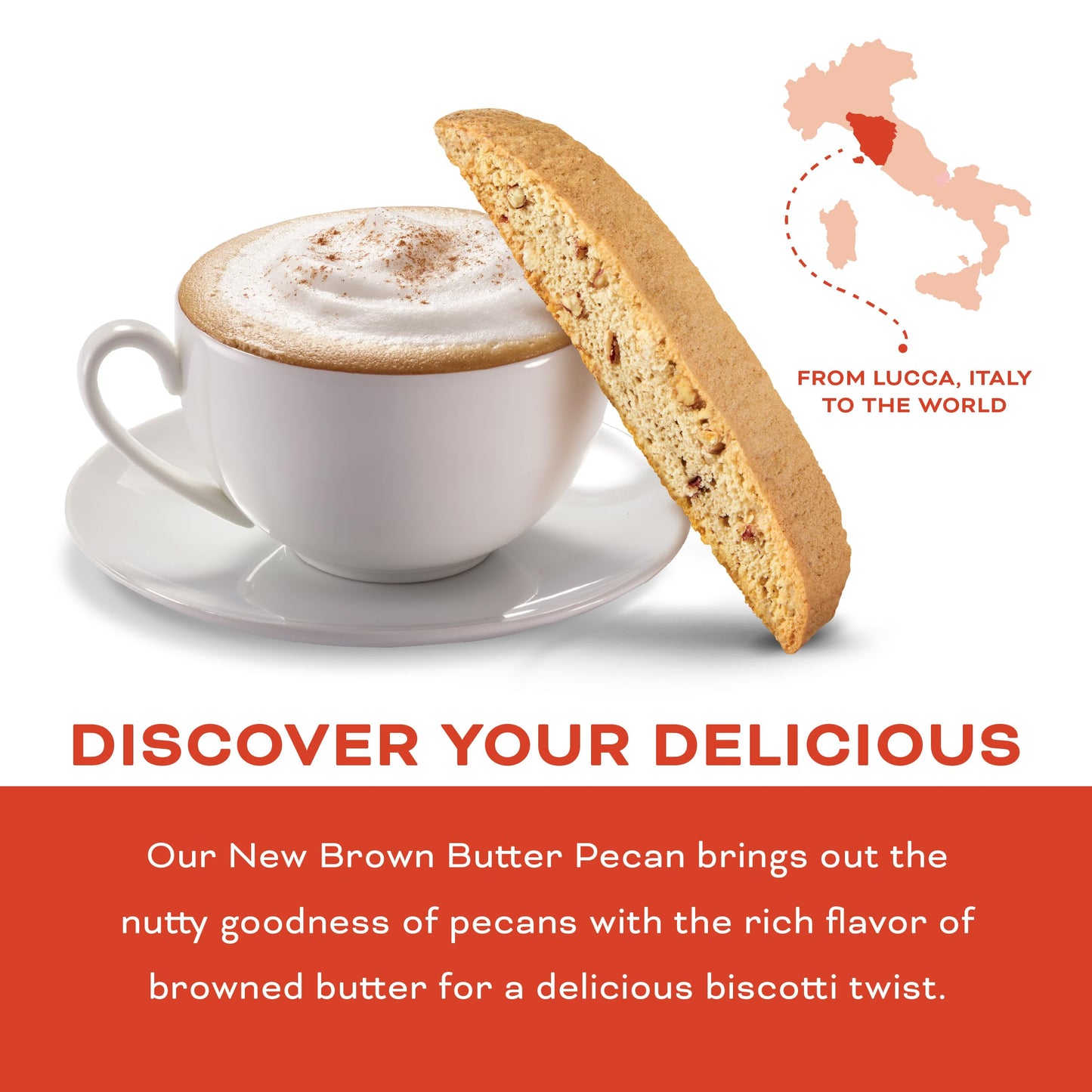 Nonnis Brown Butter Pecan Biscotti, Nutty Pecan Cookie with Rich Browned Butter Flavor, 8 Individually Wrapped Bakery Snacks, 5