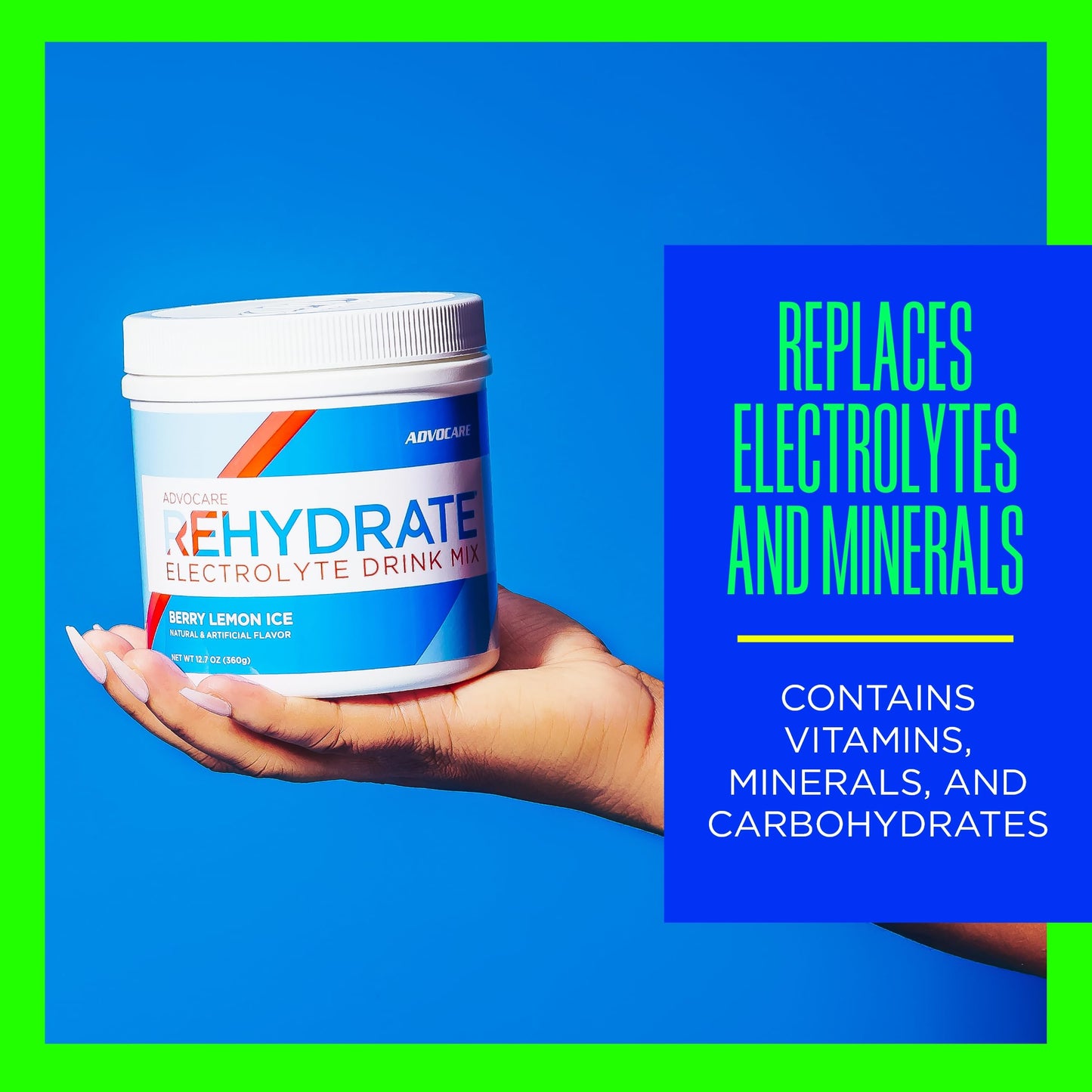 AdvoCare Rehydrate Electrolyte Drink Mix - Hydration Drink with Sodium & Potassium - Berry Lemon Ice, 12.7 oz