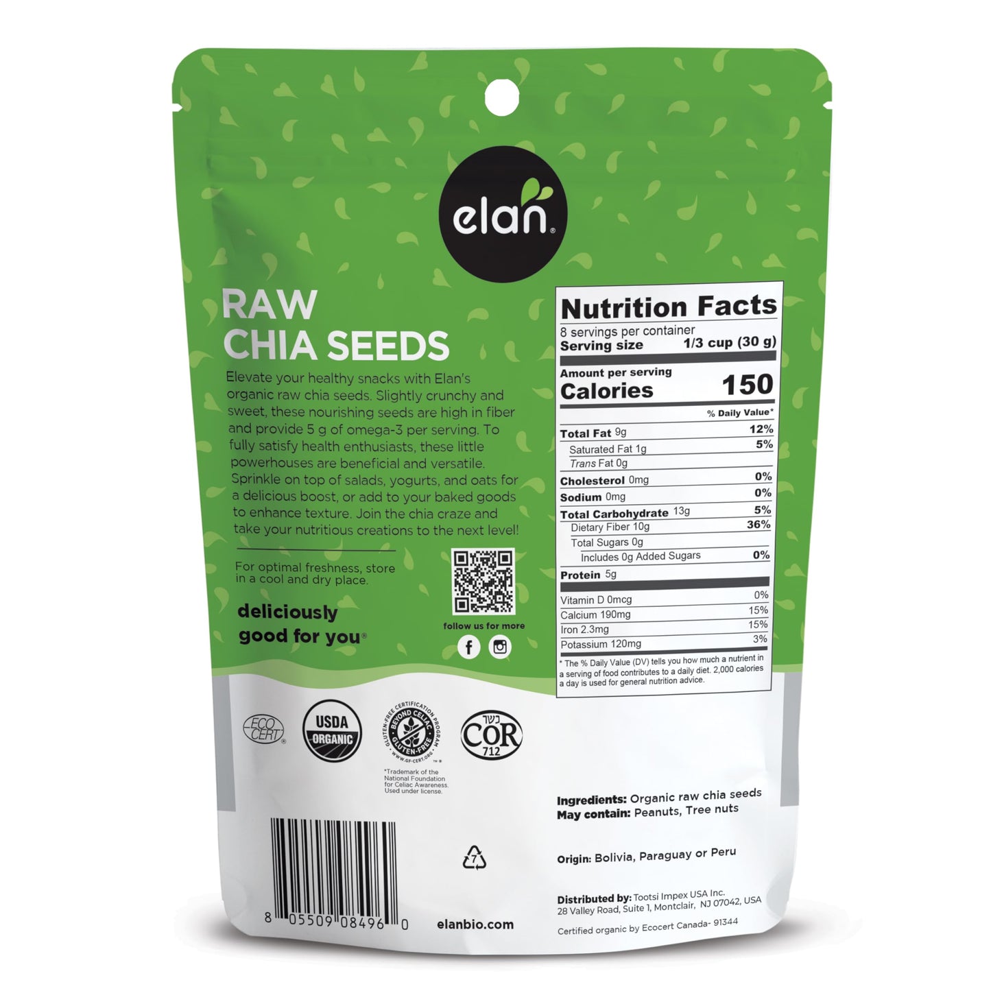 Elan Organic Chia & Flax Seed Superfood Duo, Non-GMO, Vegan, Gluten-Free, Kosher, High in Fibre