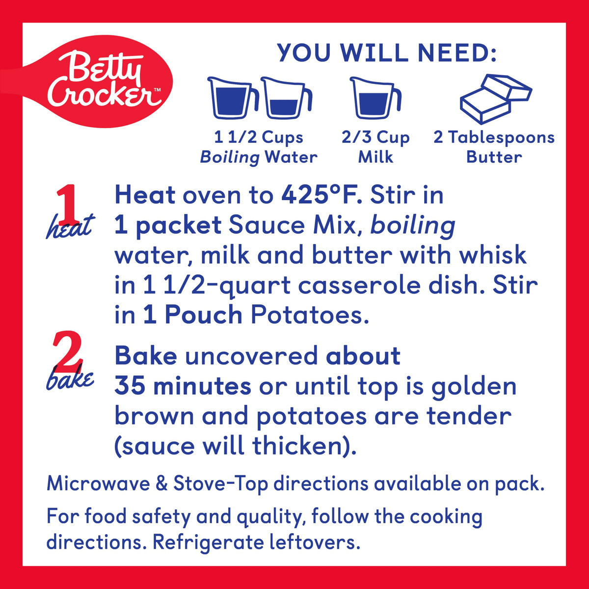 Betty Crocker Scalloped Casserole Potatoes, Made with Real Cheese, Twin Pack, 8 oz Box