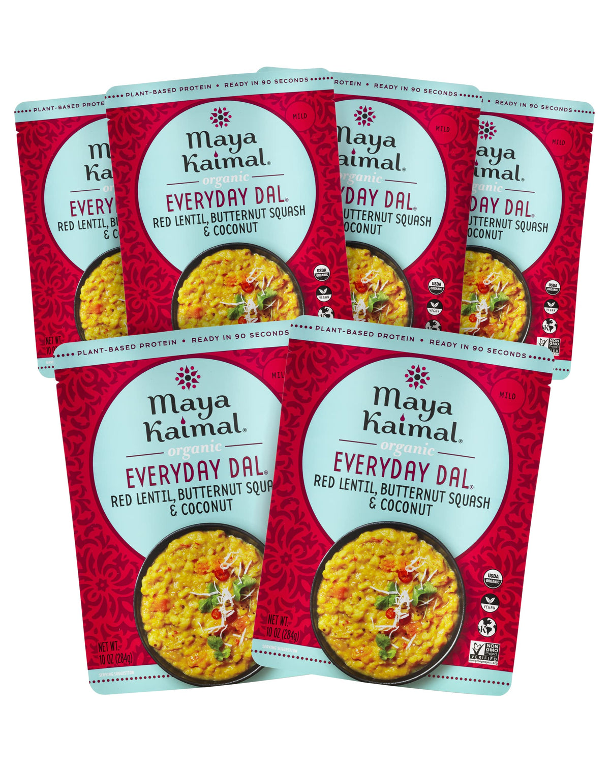 Maya Kaimal - Organic Indian Everyday Dal - Red Lentil 10Oz - Fully Cooked With Butternut Squash And Coconut - Vegan - Microwava