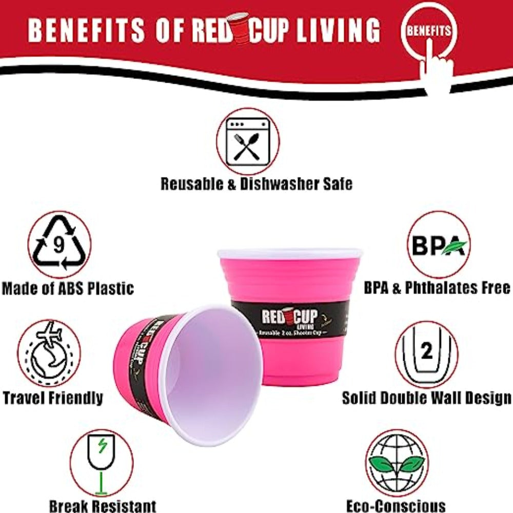 Redcupliving 2 oz Pink Reusable Shooter Cup