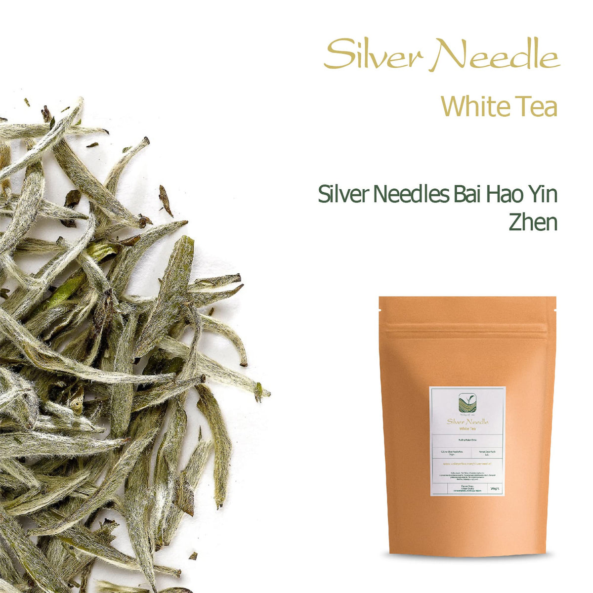Silver Needle White Tea - 100 Procent Pure Buds - Baihao Yinzhen Chinese Silver Tip Bai Hao Yin Zhen - White Tea Silver Bai Hao