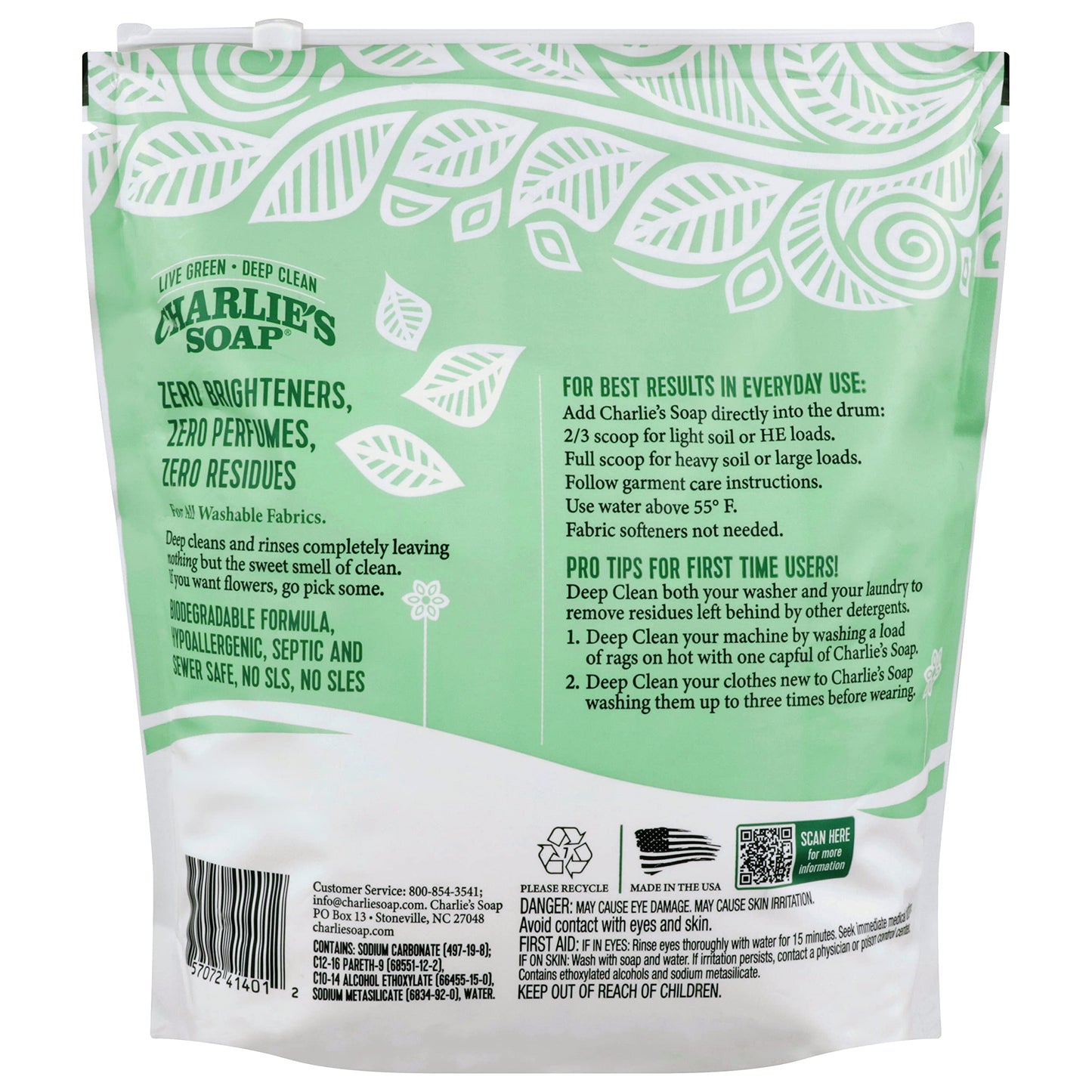 Charlies Soap Laundry Powder (300 Loads, 1 Pack) Hypoallergenic Deep Cleaning Washing Powder Detergent - Eco-Friendly, Safe, And