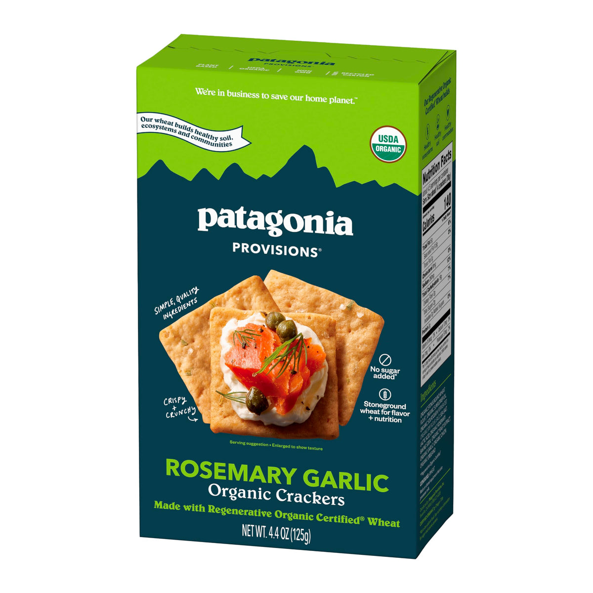 Patagonia Provisions - Rosemary Garlic - Certified Organic Crackers - Non-GMO, Plant-Based, No Added Sugar