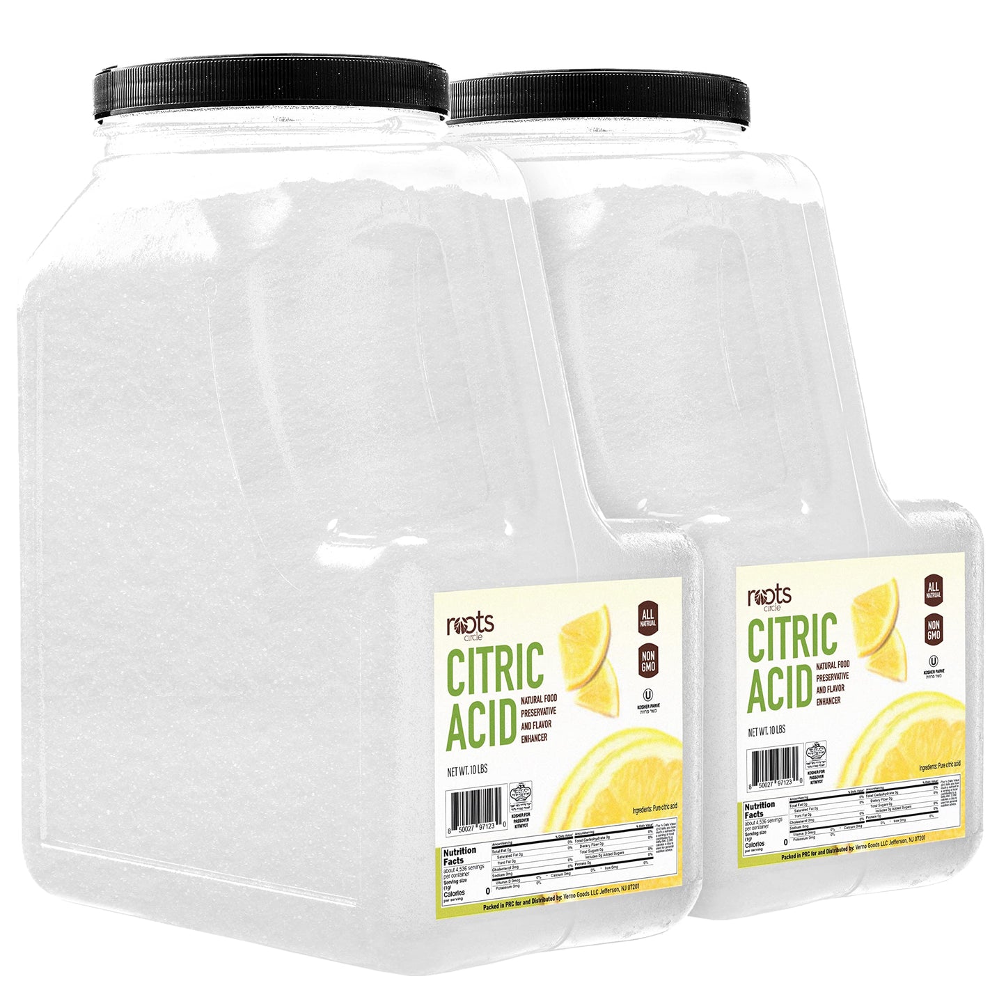 Roots Circle All-Natural Citric Acid | 2 Pack - 20 Pounds | Kosher For Passover | Food-Grade Flavor Enhancer  Household Cleaner & Preservative | For Skincare  Cooking  Baking  Bath Burst Items