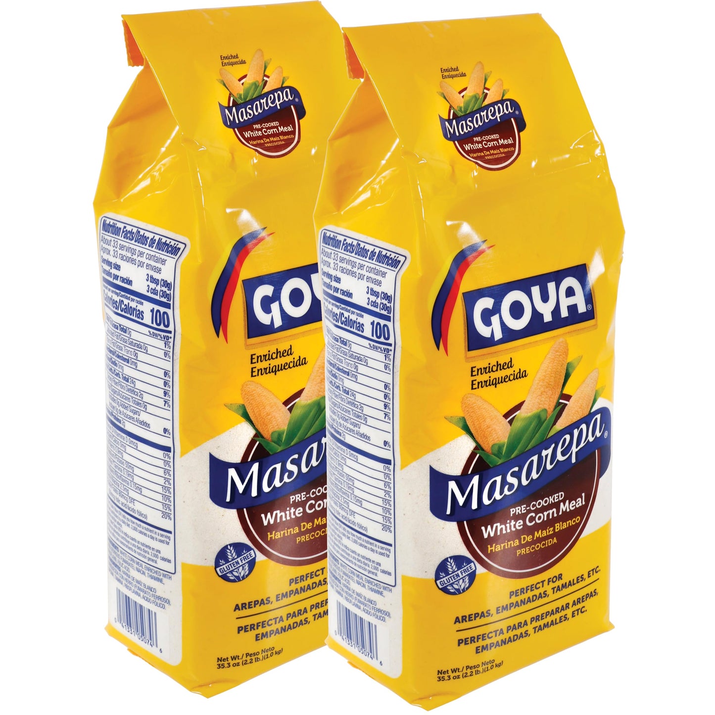 Goya Pre-Cooked White Corn Meal, 35.2 Ounce each, Pack of 2