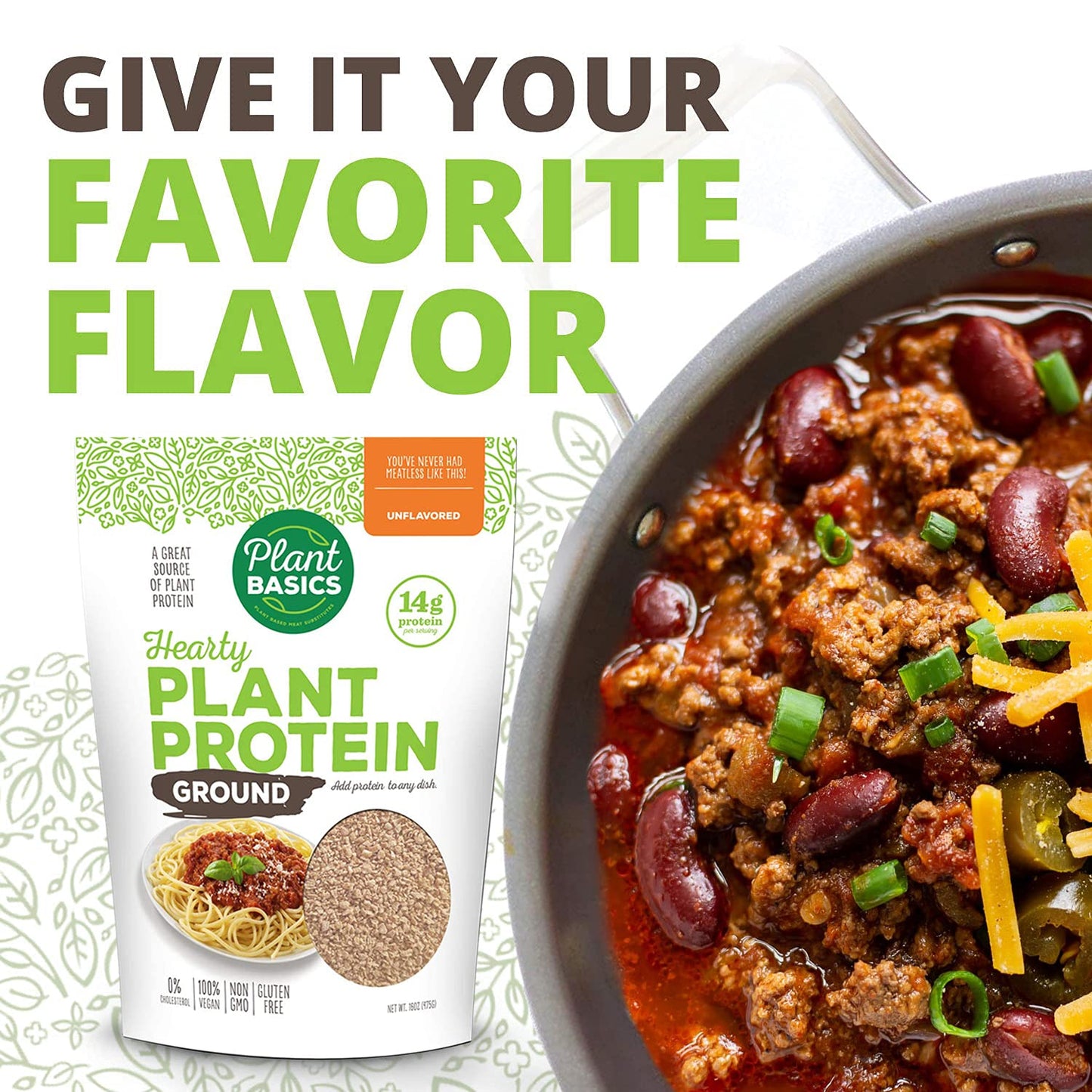 Plant Basics - Hearty Plant Protein - Unflavored Ground, 1 Lb (Pack Of 6), Non-Gmo, Gluten Free, Low Fat, Low Sodium, Vegan, Mea