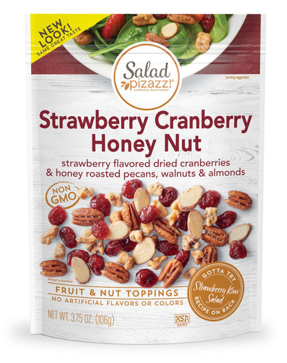 Salad Pizazz! Dried Strawberry Flavored Cranberries & Honey Roasted Pecans, Walnuts & Almonds Salad Topper - 3.75 Ounce (Pack of