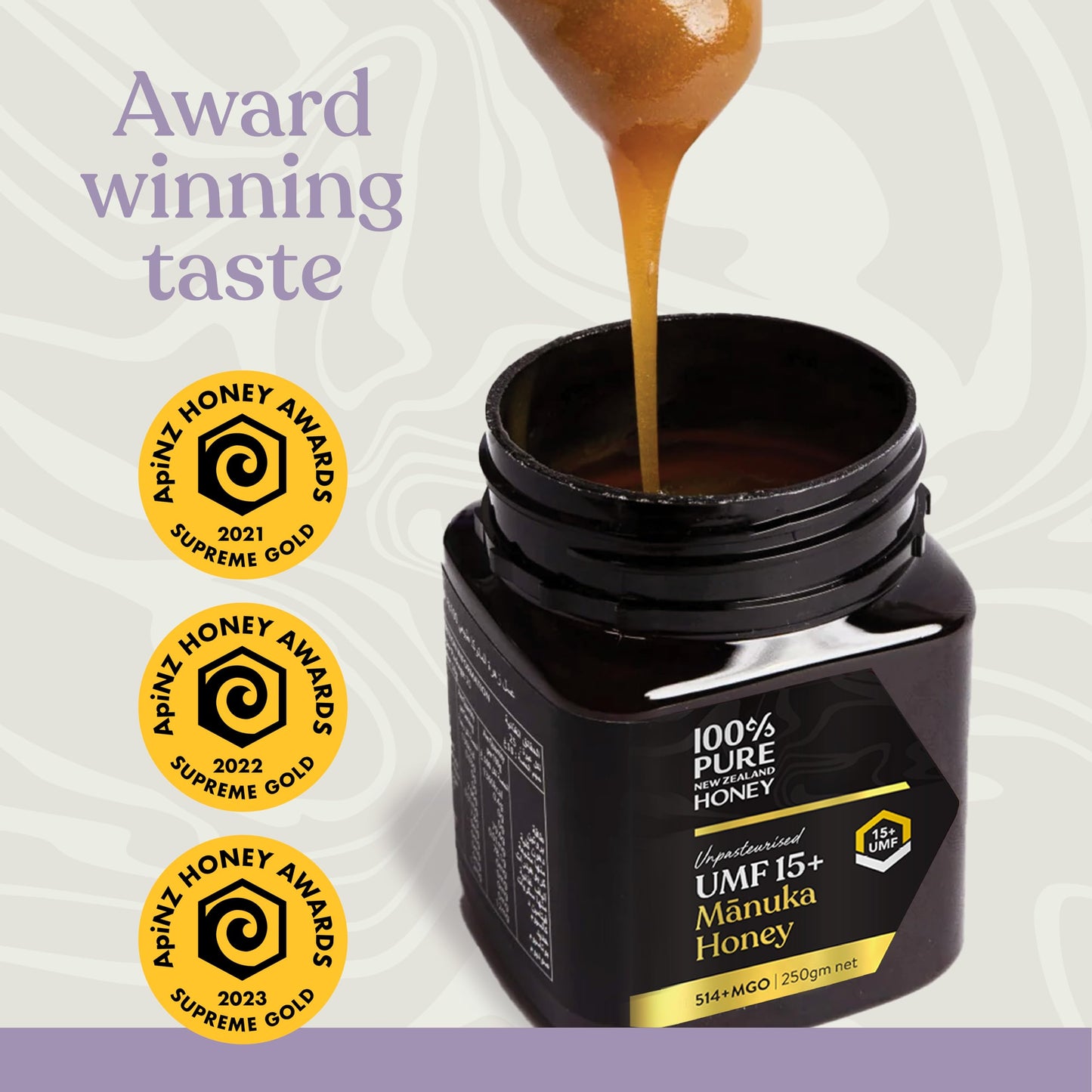 Manuka Honey New Zealand - Certified Umf 15+ (Mgo 512+) 100% Pure New Zealand Manuka Honey, Raw Manuka Honey, 8.8 Ounce (250G) (