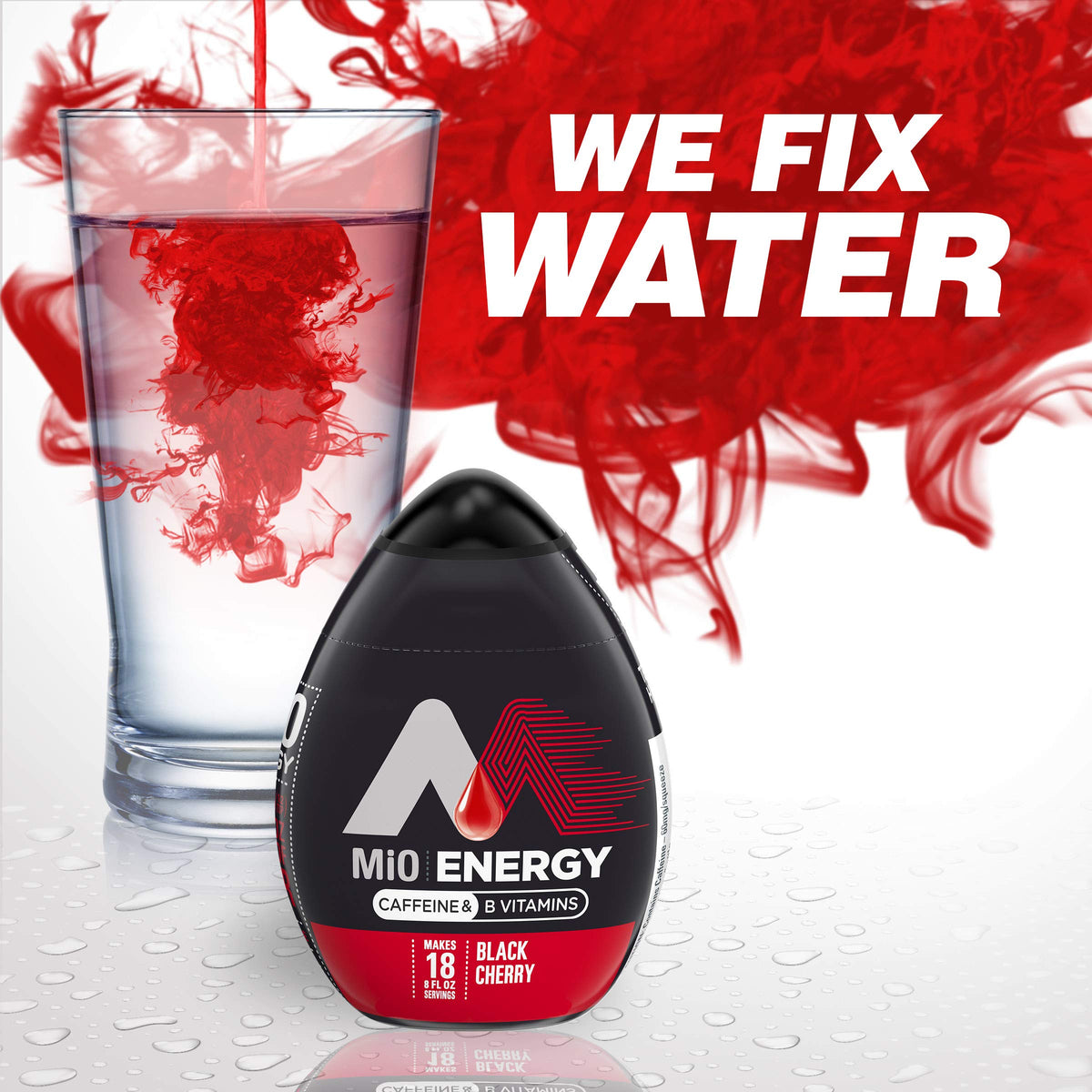 Mio Liquid Water Enhancer, Black Cherry Flavor, 12 Count, 1.62 fl oz, Red