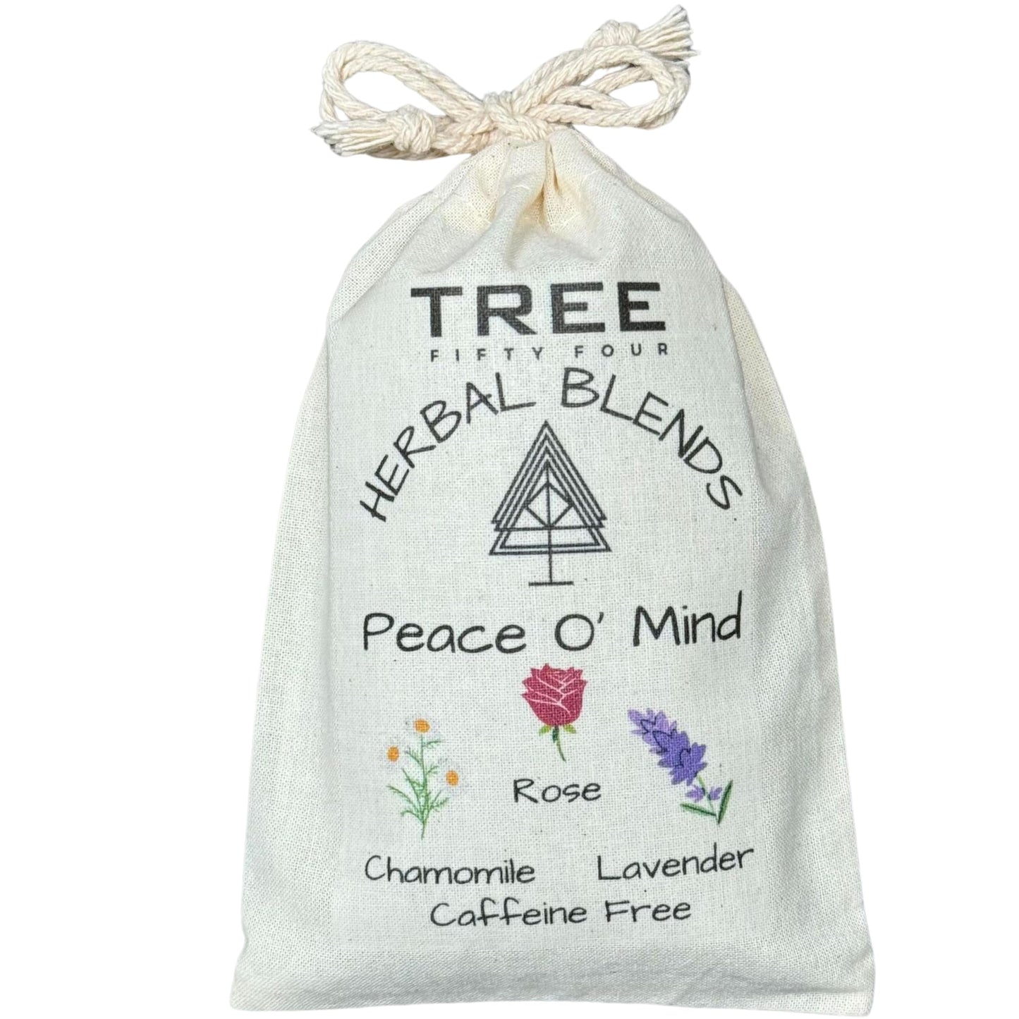 Peace O Mind Herbal Blend - Chamomile, Red Rose Petals, Lavender | Natural Caffeine Free Tea & Smoke Blend By Tree Fifty Four | 30 Cups
