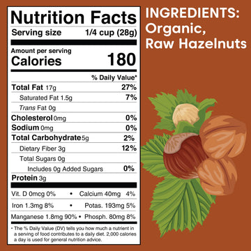 Wilderness Poets, Organic, Pacific Northwest-Grown Hazelnuts - Raw, Whole Nuts With Skins, No Shells (8 Ounce)