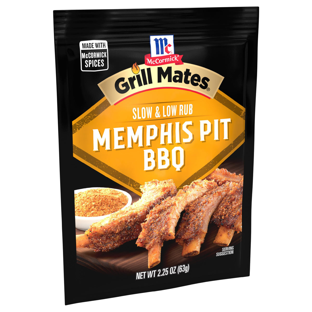 McCormick Grill Mates Memphis Pit BBQ Rub, 2.25 oz, Pack of 10 - Perfect for Grilling and Smoking Meats