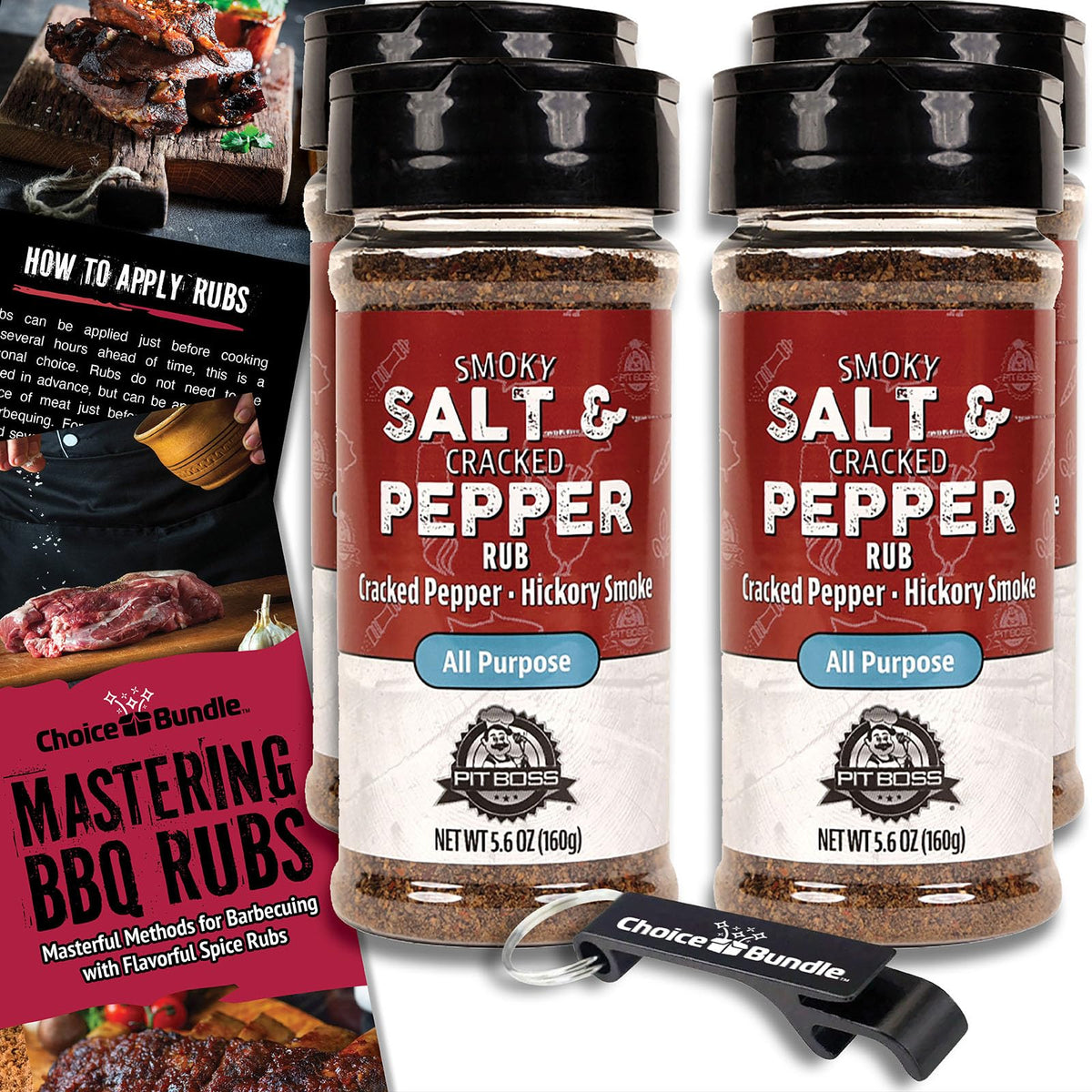 Pit Boss BBQ Mixed Seasoning Spice & Rub, 22.4 oz (Pack of 4), Choice Bundle