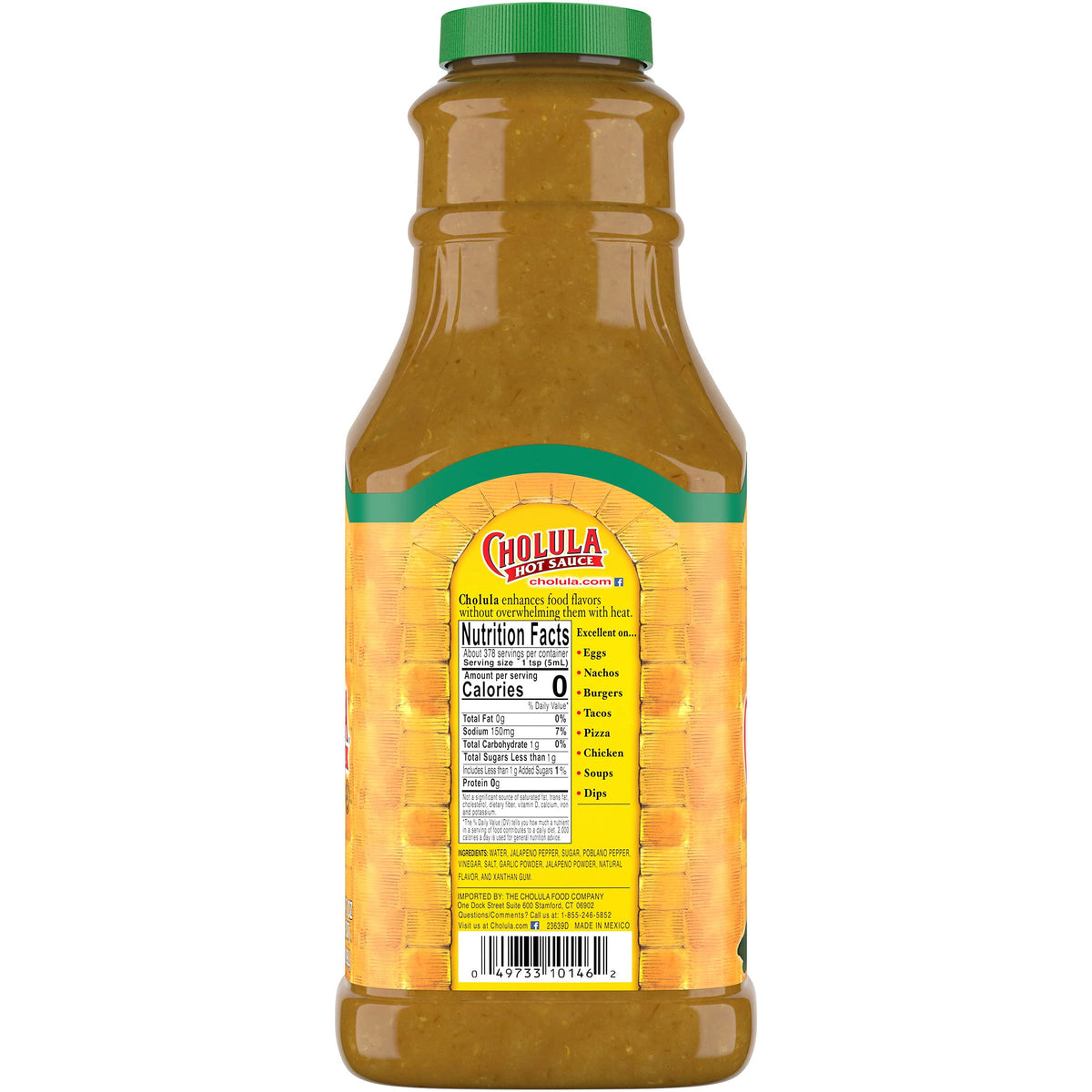 Cholula Green Pepper Hot Sauce, Jalapeno Hot Sauce, 64 Fl Oz Bulk Container