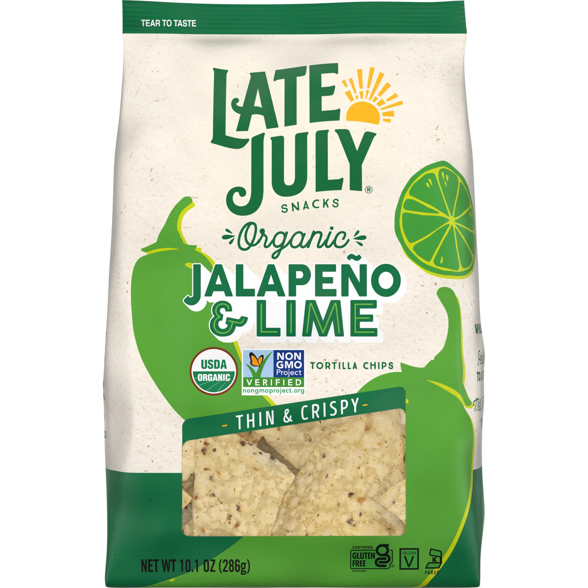 Late July Jalapeo & Lime Organic Tortilla Chips, 10.1 Oz Bag