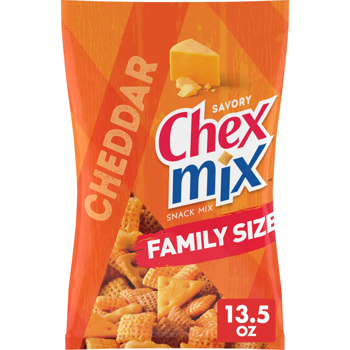Chex Mix Cheddar Savory Snack Mix, Family Size, 13.5 Oz