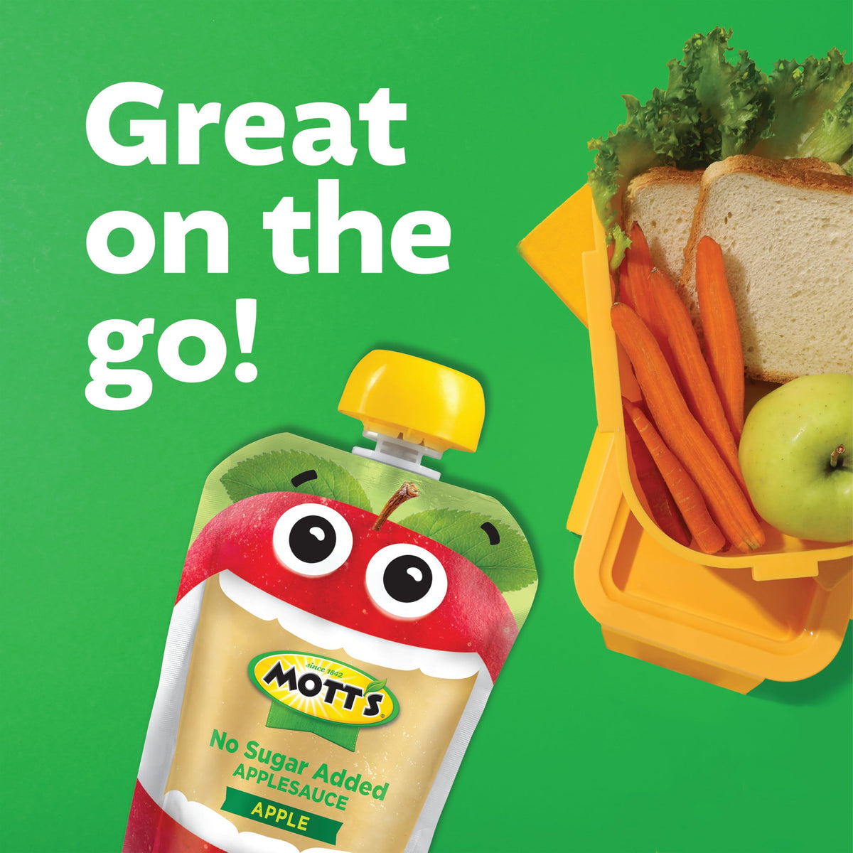 Motts No Sugar Added Applesauce, 3.2 oz clear pouches, 20 pack