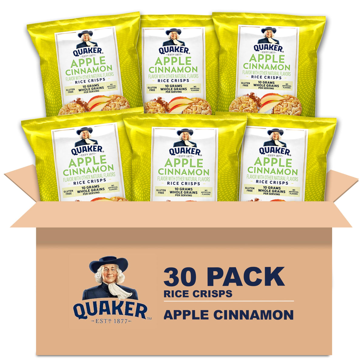 Quaker Rice Crisps, Gluten Free, Apple Cinnamon, 0.91 Oz, 30 Count