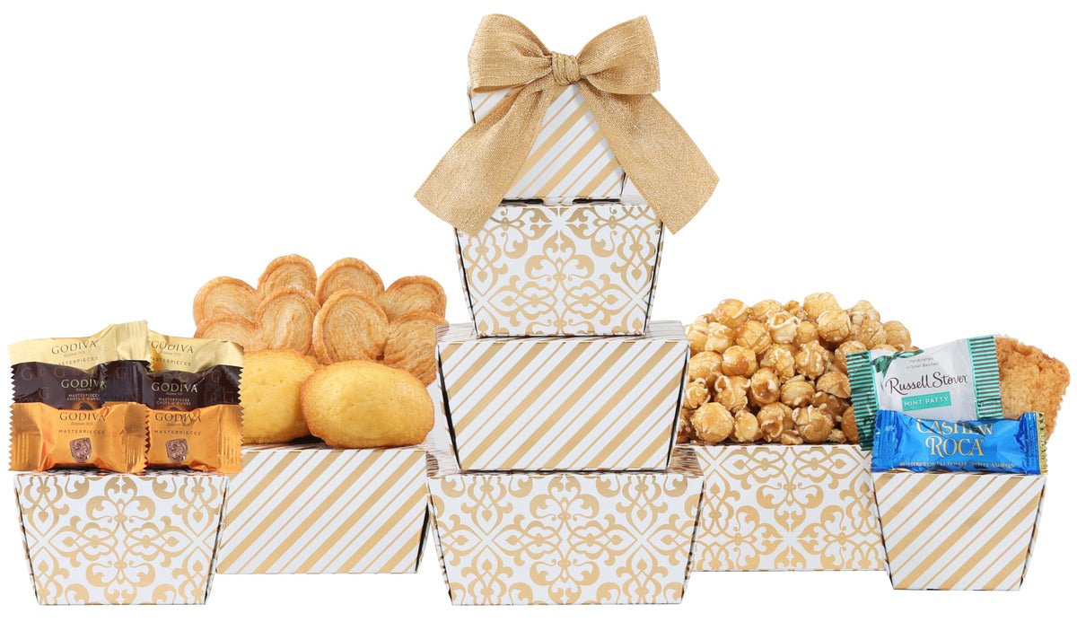 Brownie  Cake And Sweets Gift Tower By Beverage-Inspired Country Gift Baskets
