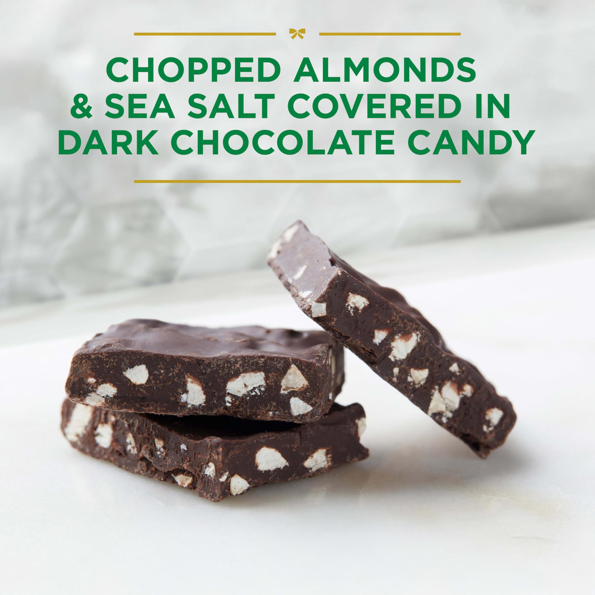 RUSSELL STOVER Sugarfree Dark Chocolate Almond & Sea Salt Bark, 7.5 oz bag, 5 Pack