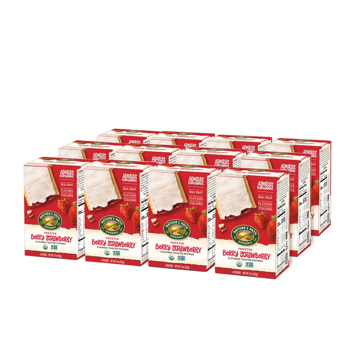 Natures Path Organic Frosted Berry Strawberry Toaster Pastries, 11 Ounce (Pack of 12), Non-GMO, Made with Real Strawberries