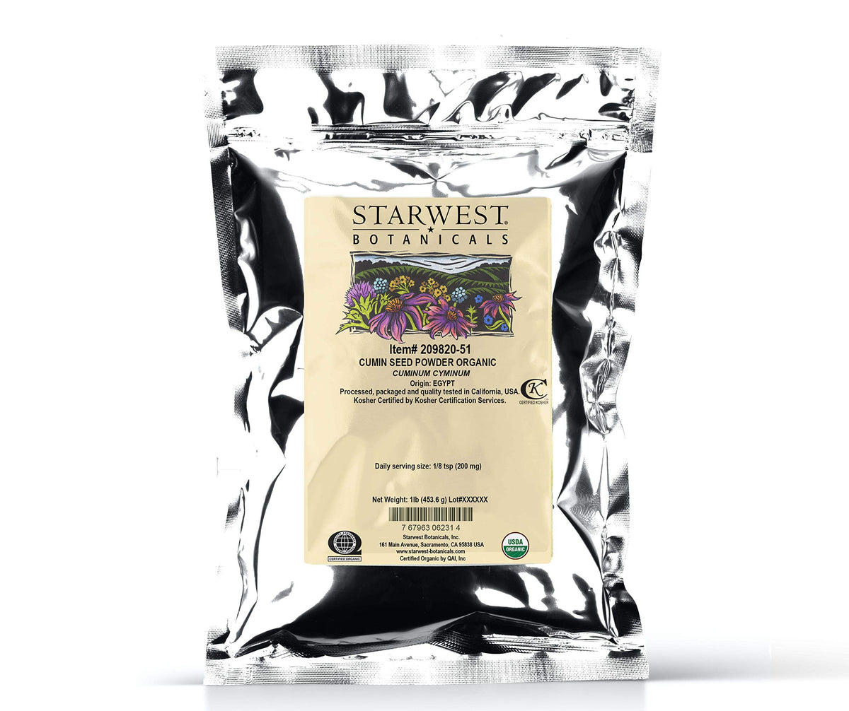 Starwest Botanicals Organic Ground Cumin Seed Powder, 1 Pound Bulk Spice, Brown, Model 209820-51
