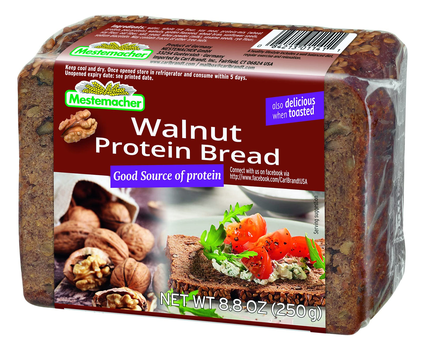 Mestemacher Protein Bread, Walnut, 8.8 Ounce (Pack of 9)
