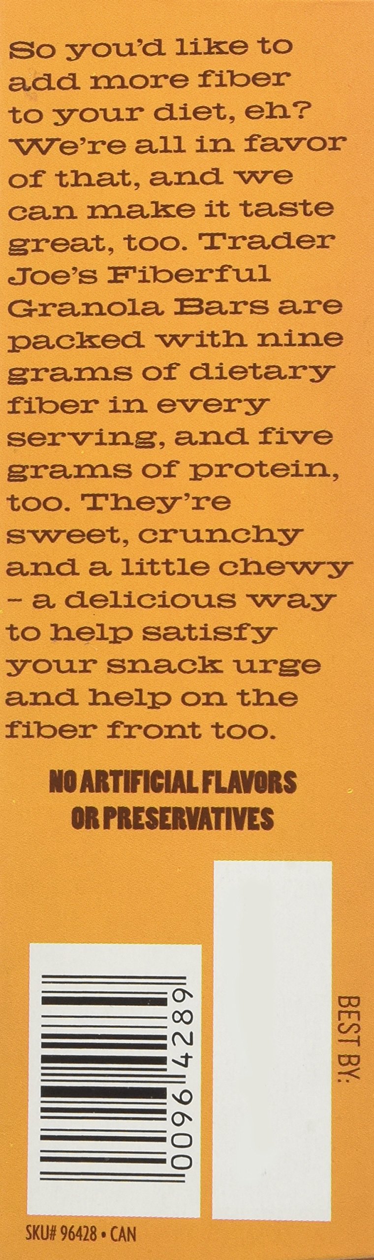 Trader Joe's Fiberful Granola Bars, Oats & Chocolate Chips, 5 Count Pack, 9g Fiber