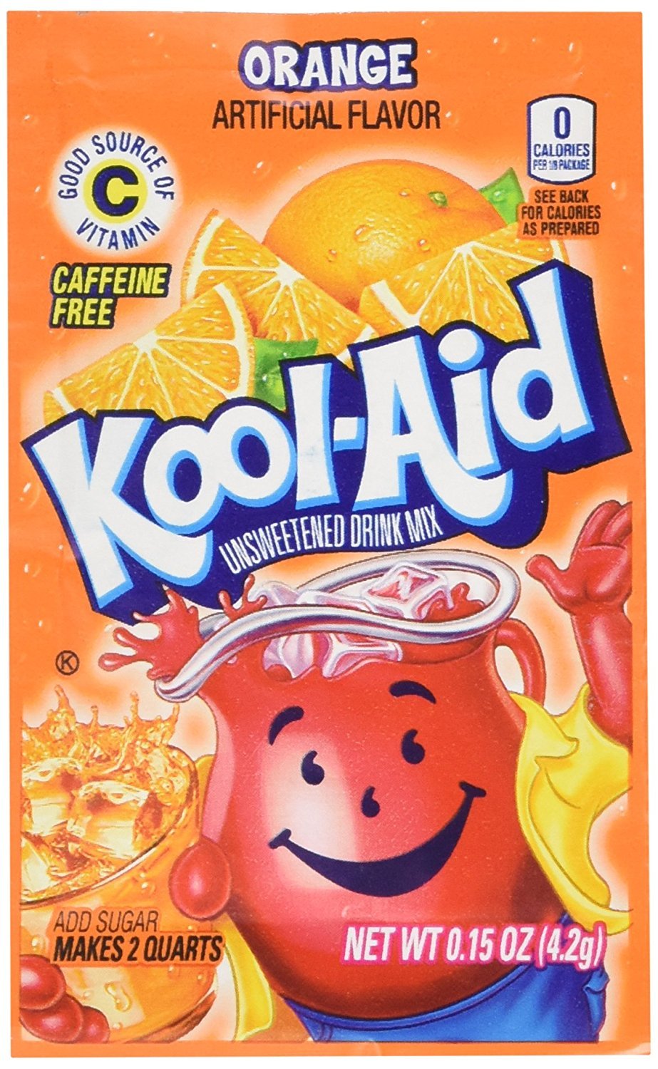 Kool-Aid Unsweetened Soft Drink Mix, Orange, 0.15 Ounce (Pack of 48)