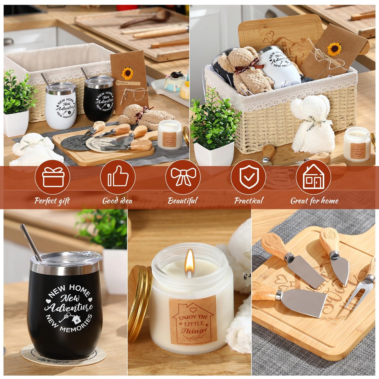 RimCereal House Warming Gifts Basket 21 Pieces Housewarming Gift for New Apartment Closing Gifts for Buyers Couples Women Men Ne