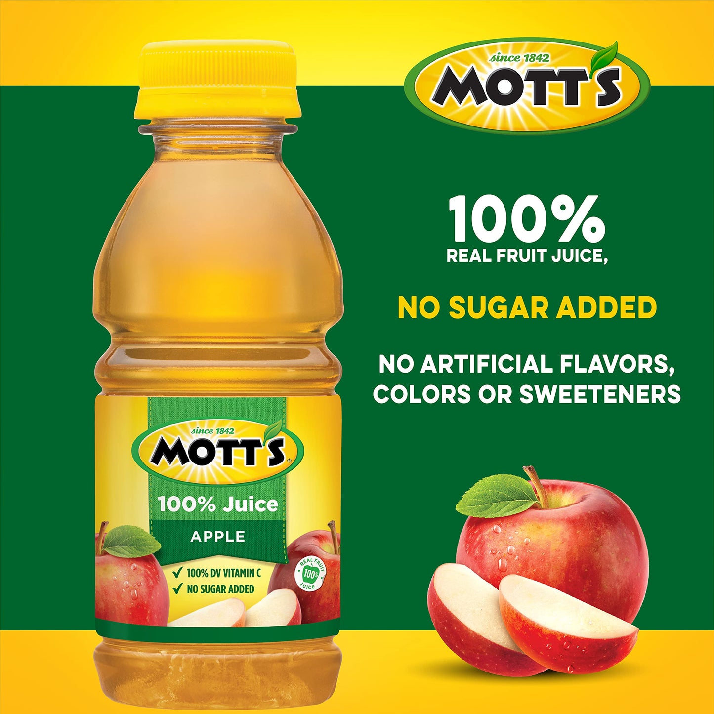 Motts 100% Original Apple Juice, 8 fl oz bottles, 24 Count, 4 Packs of 6, Apple Flavor