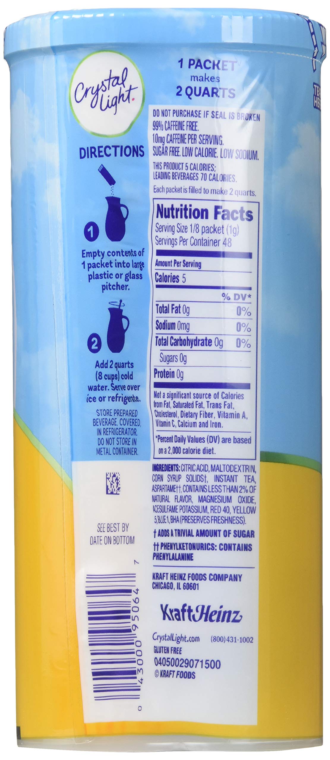 Crystal Light Lemon Iced Tea Drink Mix, 12-Quart Canister (Pack Of 3)