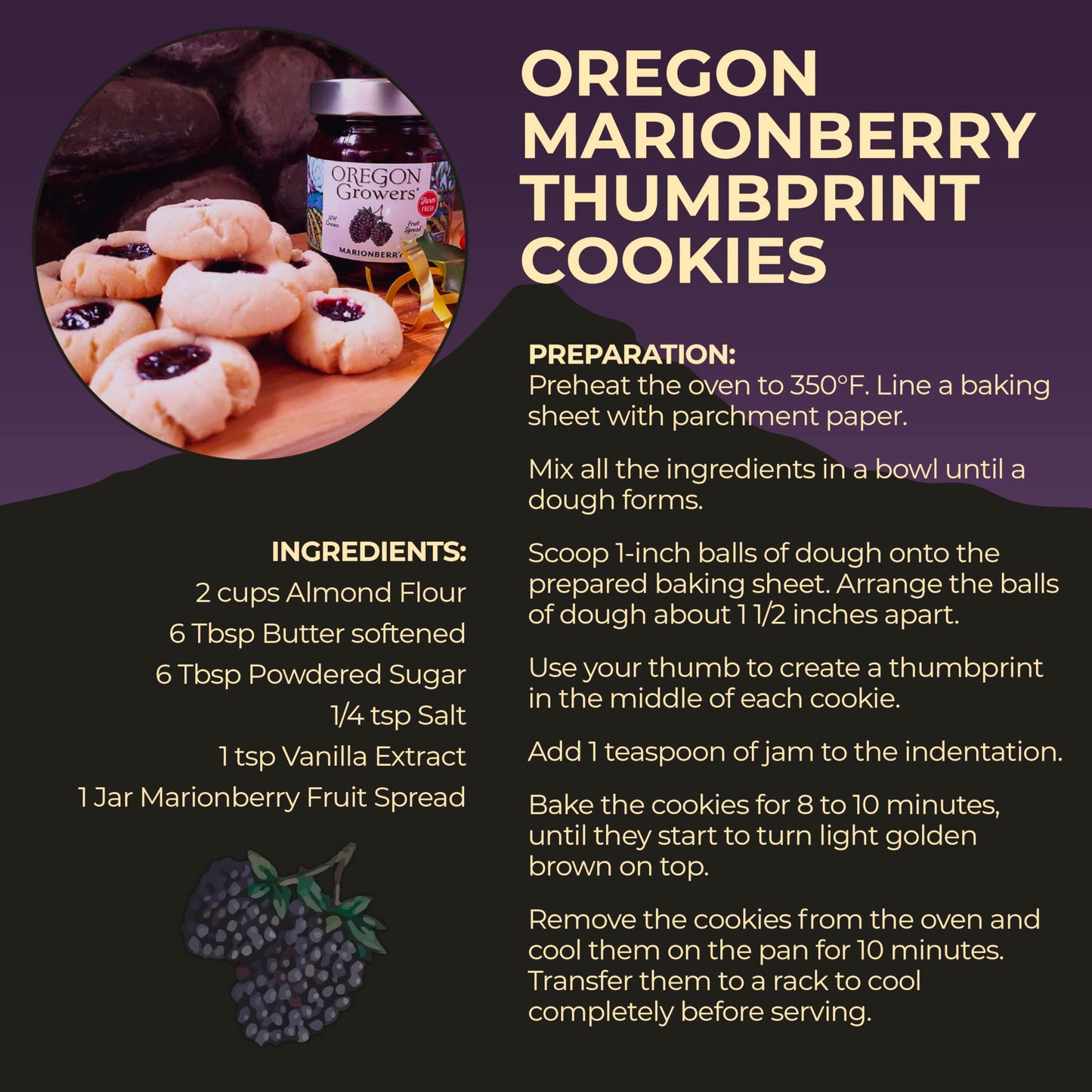 Oregon Growers Marionberry Fruit Spread - Marionberry Jam Made In Oregon, Blackberry Jam, Blackberry Fruit Spread, All Natural Ingredients, Non-Gmo - 12 Oz (Pack Of 6)