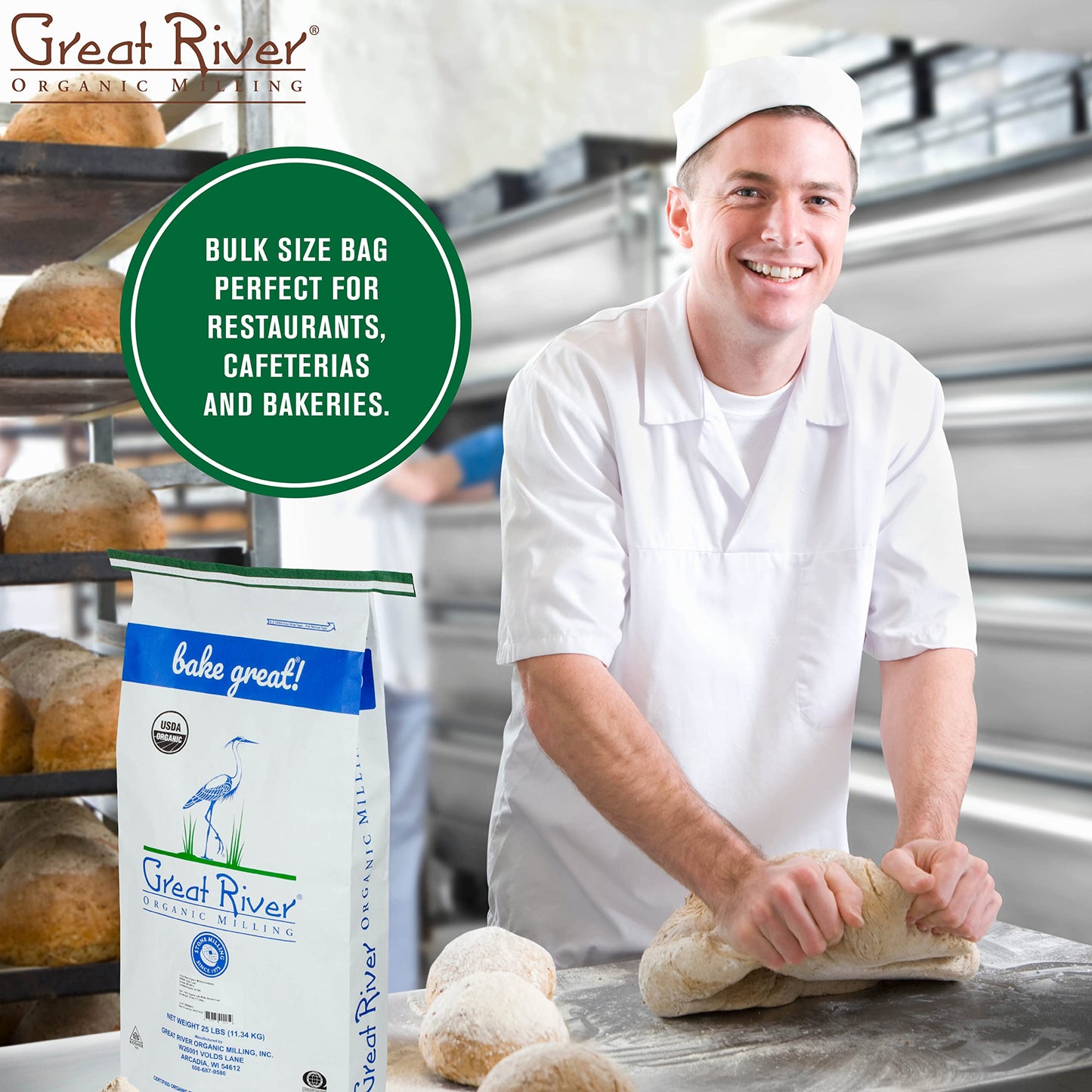 Great River Organic Milling All-Purpose Flour, Unbromated & Unbleached, Non-GMO, 25 Lb (Pack of 1)