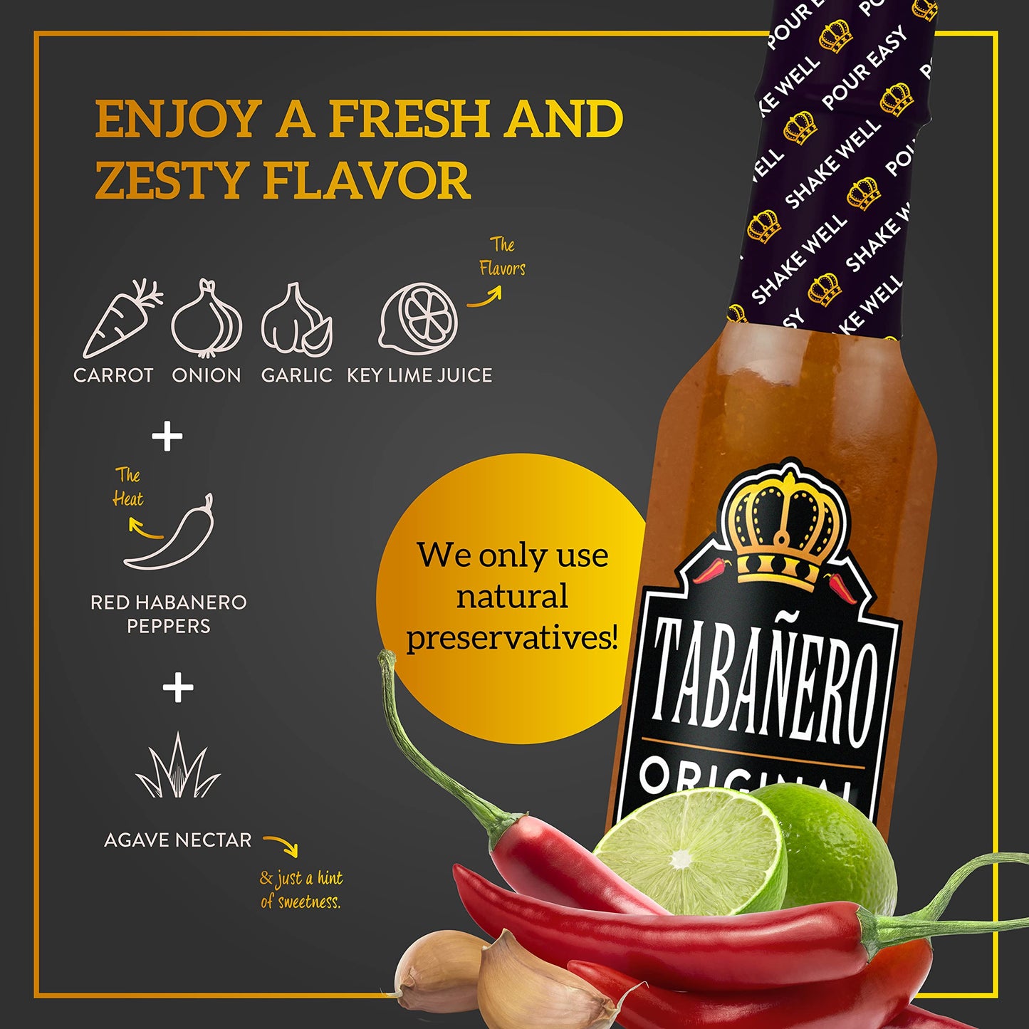 Original Hot Sauce By Tabaero, Gourmet Hot Sauce Gift, Fiesta Party Favors, All Natural, Gluten Free, Low Sodium, Vegan, Kosher,