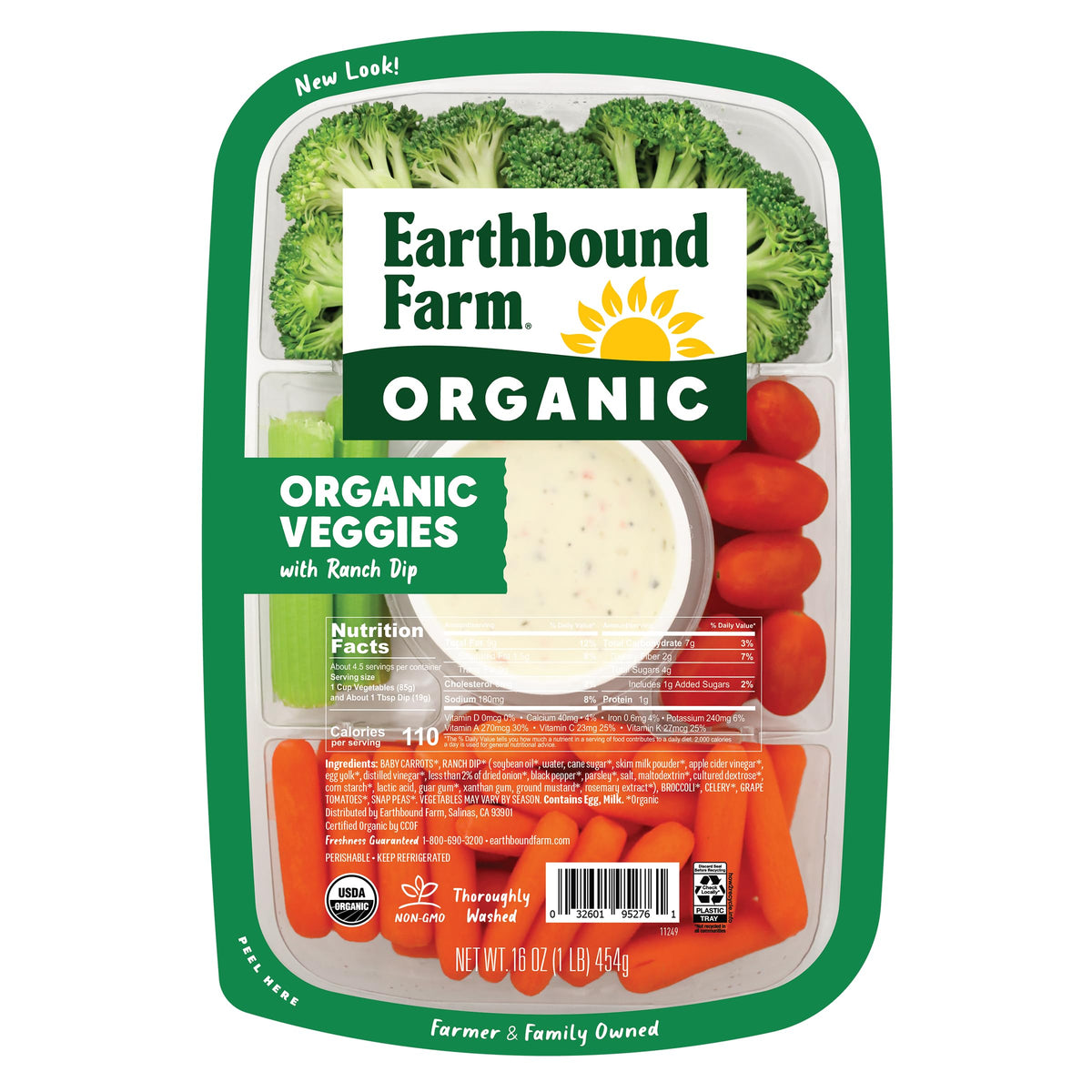 Earthbound Farm Organic Vegetable Tray with Ranch Dip 16oz