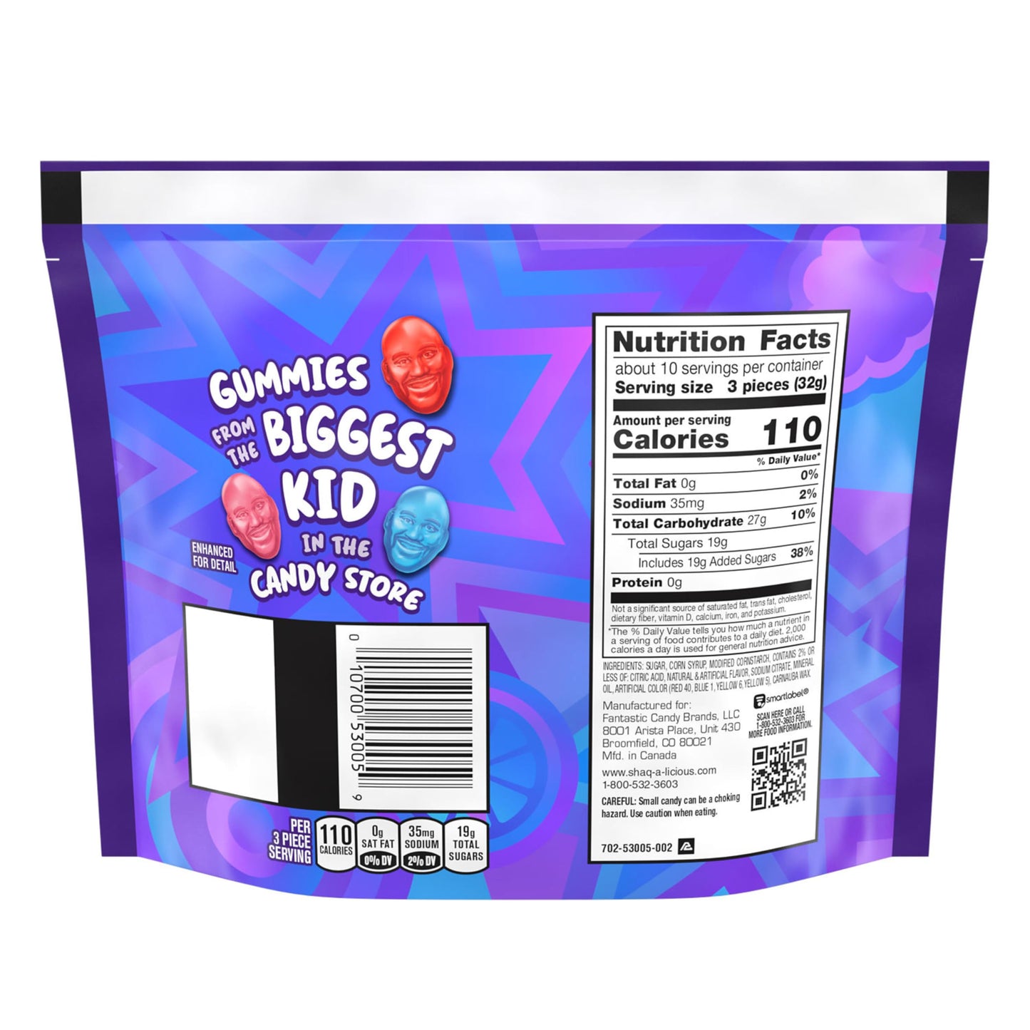Shaq-A-Licious Xl Gummies Original Flavor Chewy, Candy Bag, 11.8 Oz