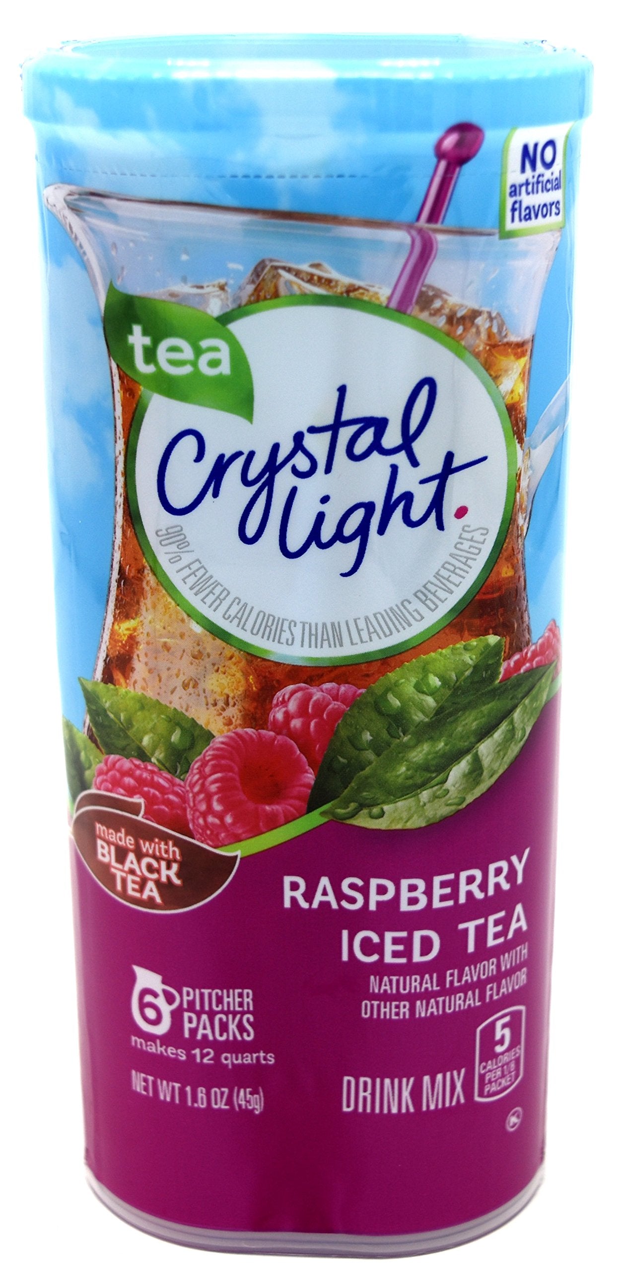 Crystal Light Raspberry Iced Tea Canister, 1.6 Ounce (Pack of 2)