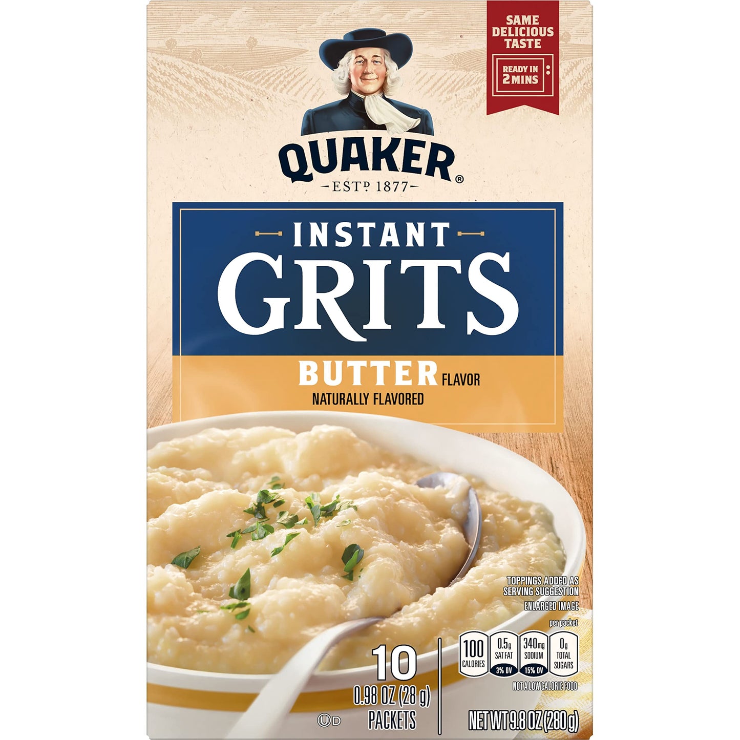 Quaker Instant Grits, Butter, 0.98oz Packets, (10 Pack)