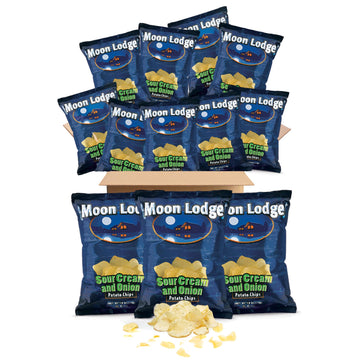 Moon Lodge 12 Pack Sour Cream & Onion Potato Chips - Kosher & Halal Snacks for All Ages, Perfect for Parties & Movie Nights (1.5