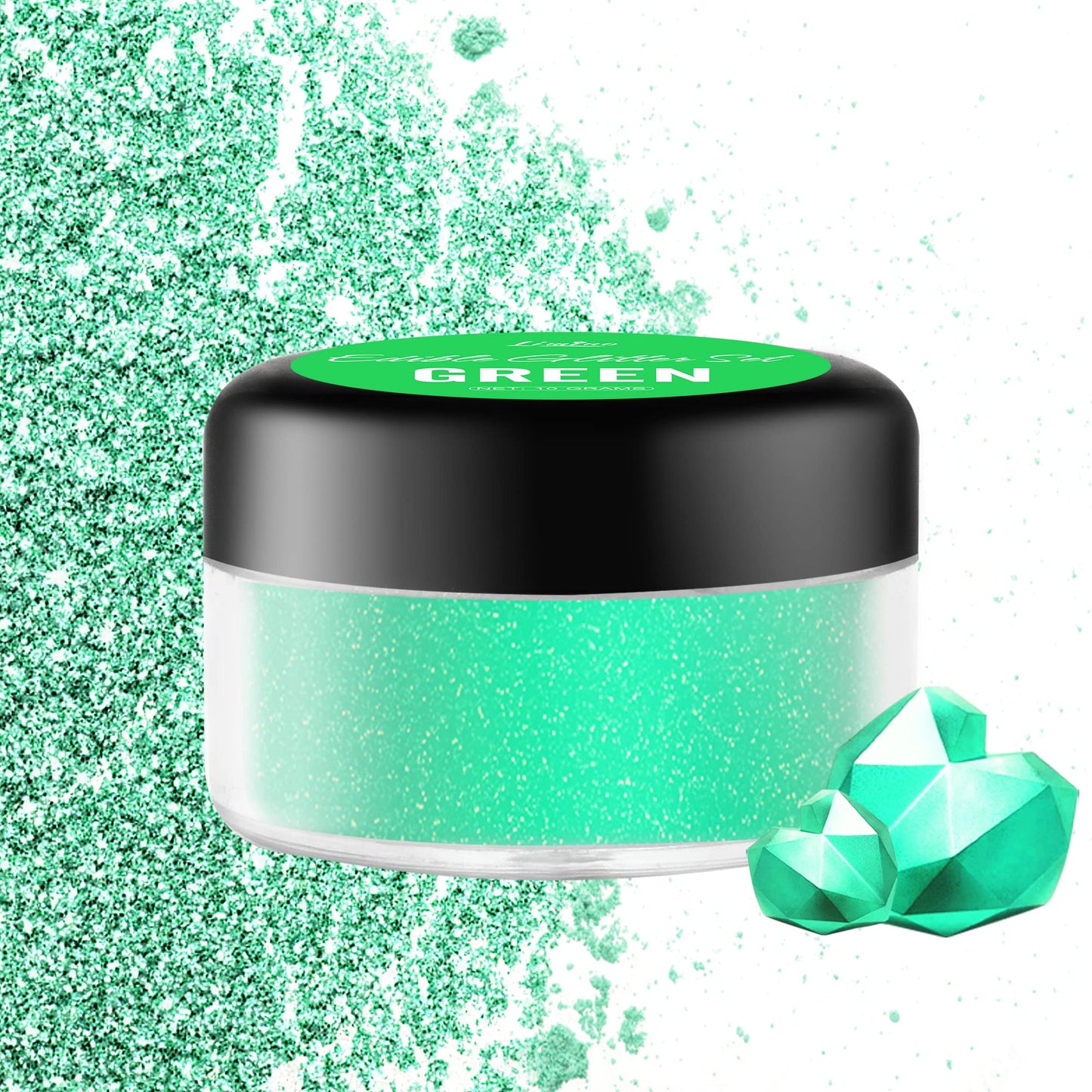 Limino Edible Glitter - 10g Metallic Luster Dust for Cake Decorating, Baking, and Drinks - Green