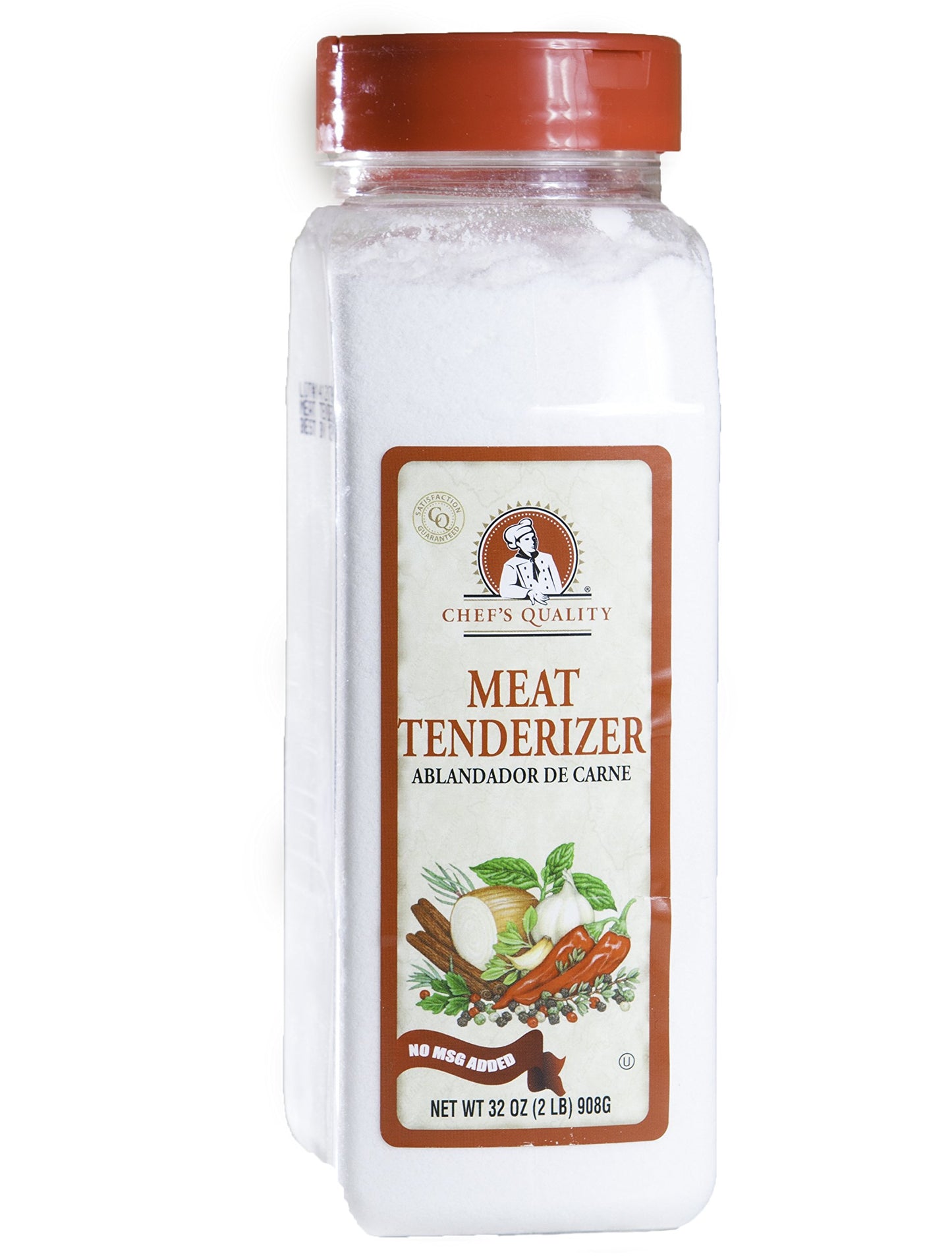 Chef's Quality Meat Tenderizer - 32 Oz Bottle, No MSG Added, 2 Pound Size, White
