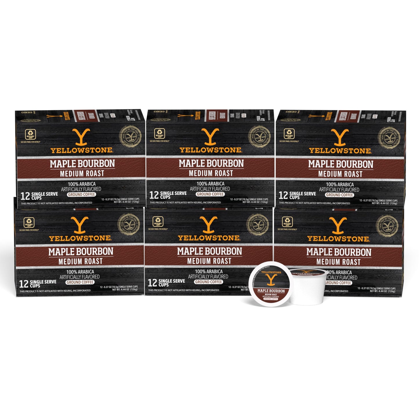 Y Yellowstone Yellowstone Maple Bourbon Medium Roast Coffee Pods, 100% Arabica, 72 Count