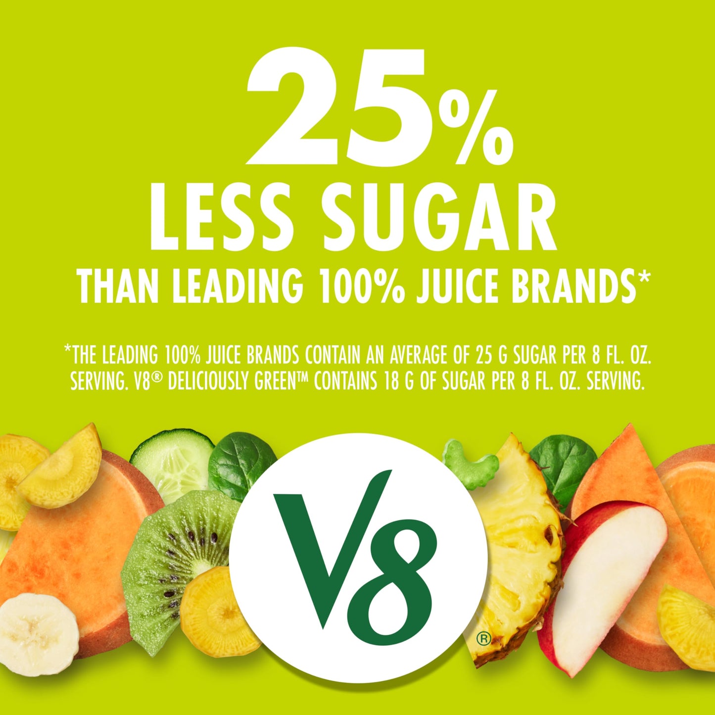 V8 Deliciously Green 100% Fruit and Vegetable Juice, 46 fl oz Bottle (6 Pack)