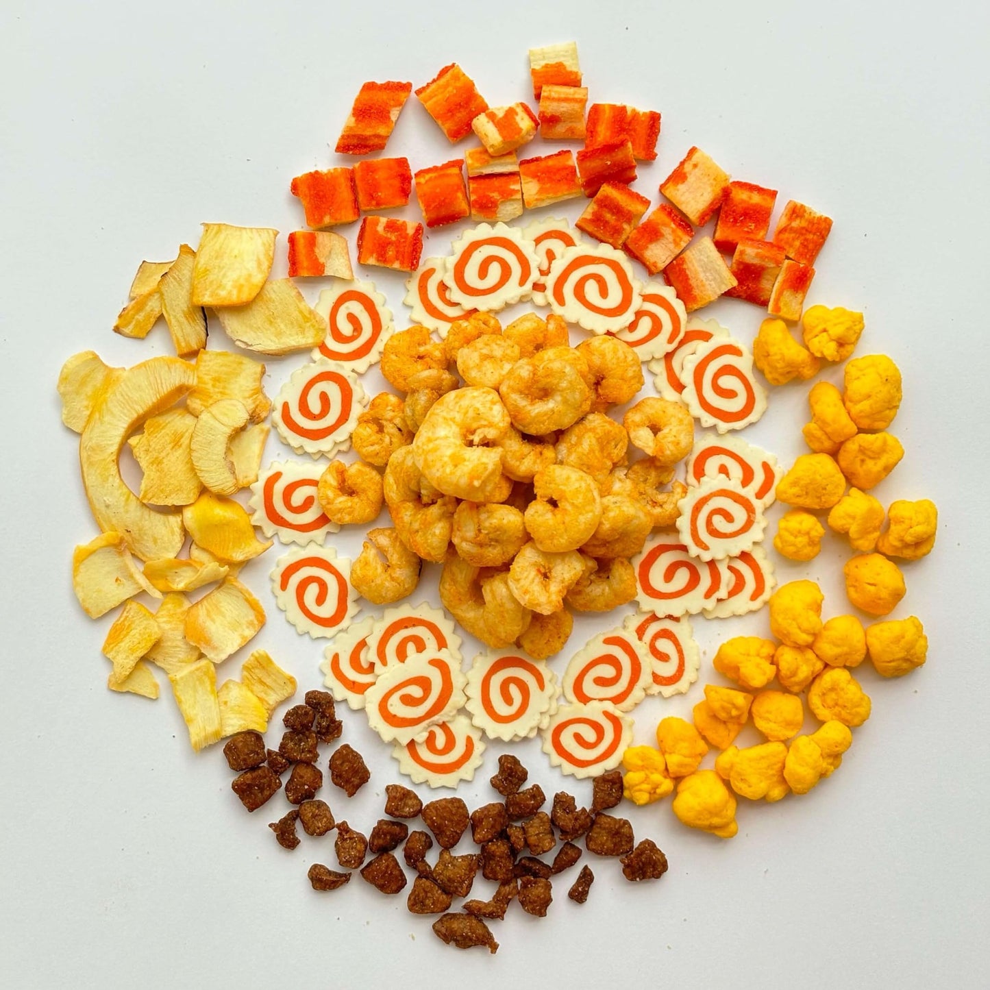 CHIRAMEN Dried Seafood Mix Ramen Toppings  Shrimp  Fish Cake  Squid  compatible with Crab  Eggs  Perfect for Cup Noodles.