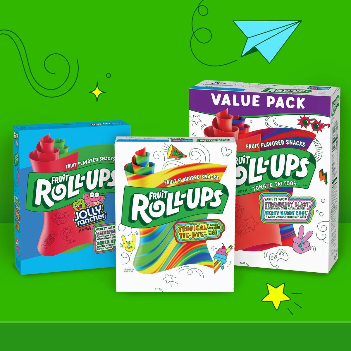 Fruit Roll-Ups Sour Fruit Flavored Snacks, Blue Razzberry & Berry Punch Flavors, Variety Pack 5 Oz (10 Count)
