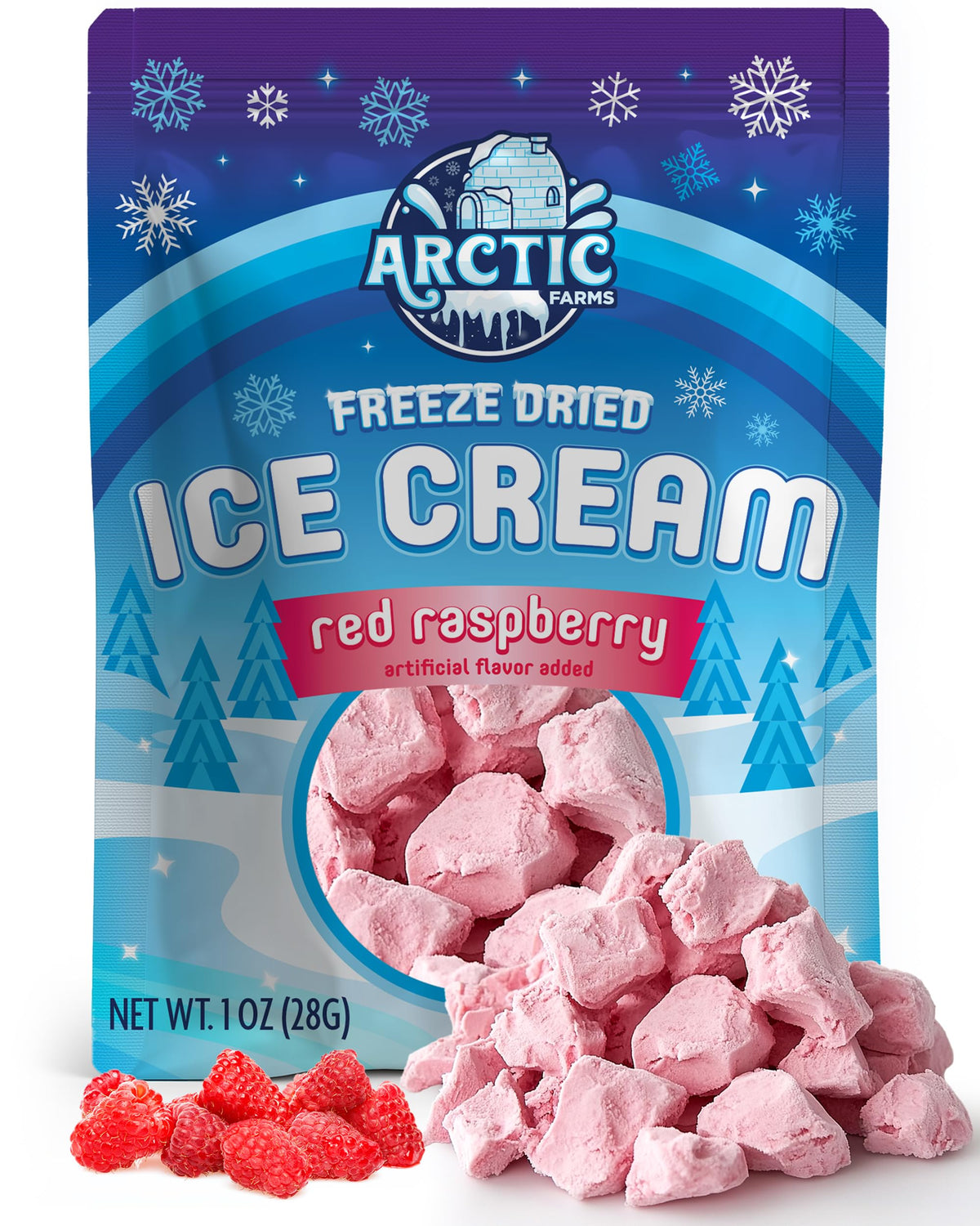 Arctic Farms Freeze Dried Ice Cream - Red Raspberry - 1 Ounce