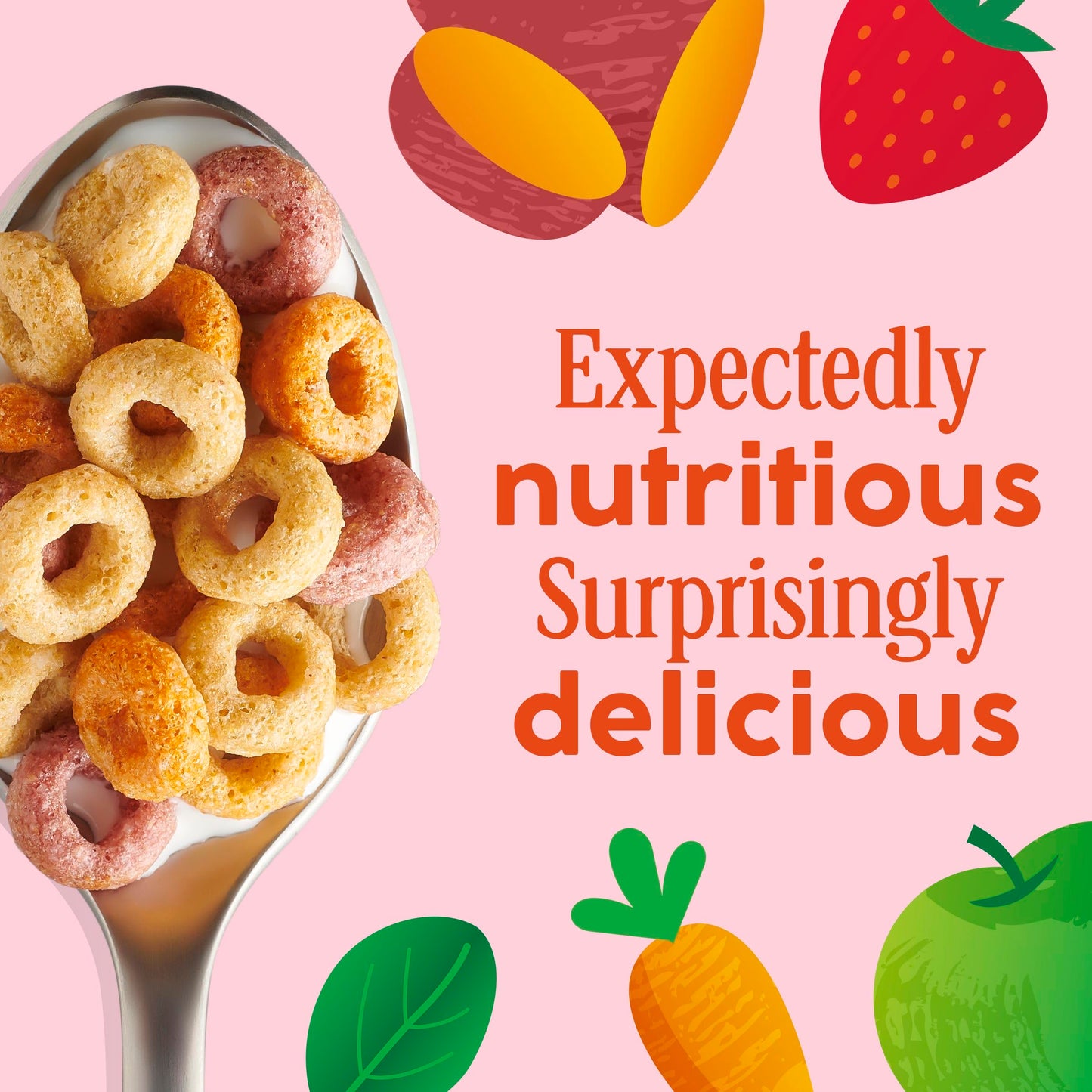 Cheerios Veggie Blends Breakfast Cereal, Apple Strawberry, Made With Fruits And Veggies, Family Size, 18 Oz